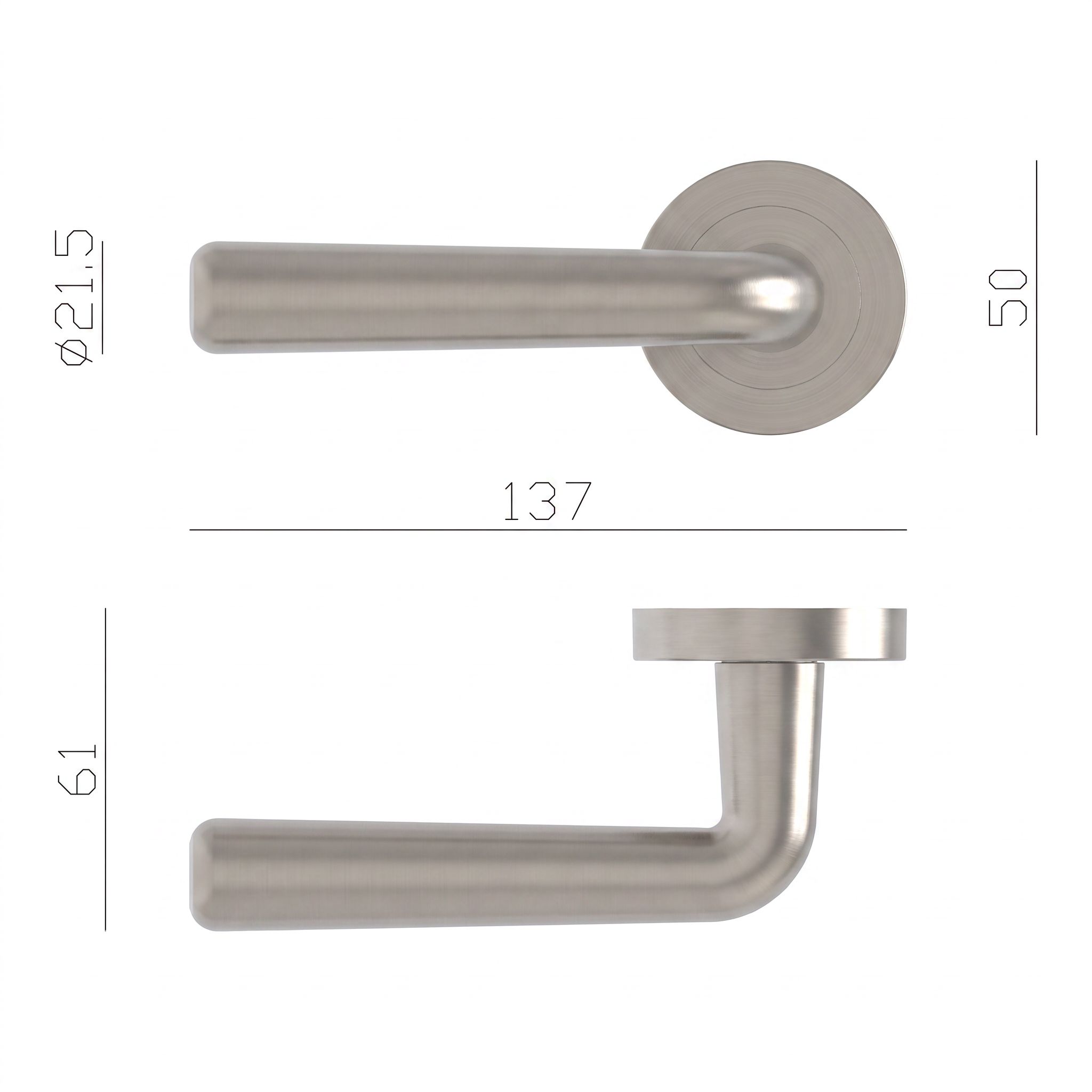 GoodHome Dizel Brushed Grey Nickel effect Straight Lever on rose Door handle (L)121.5mm, Pair