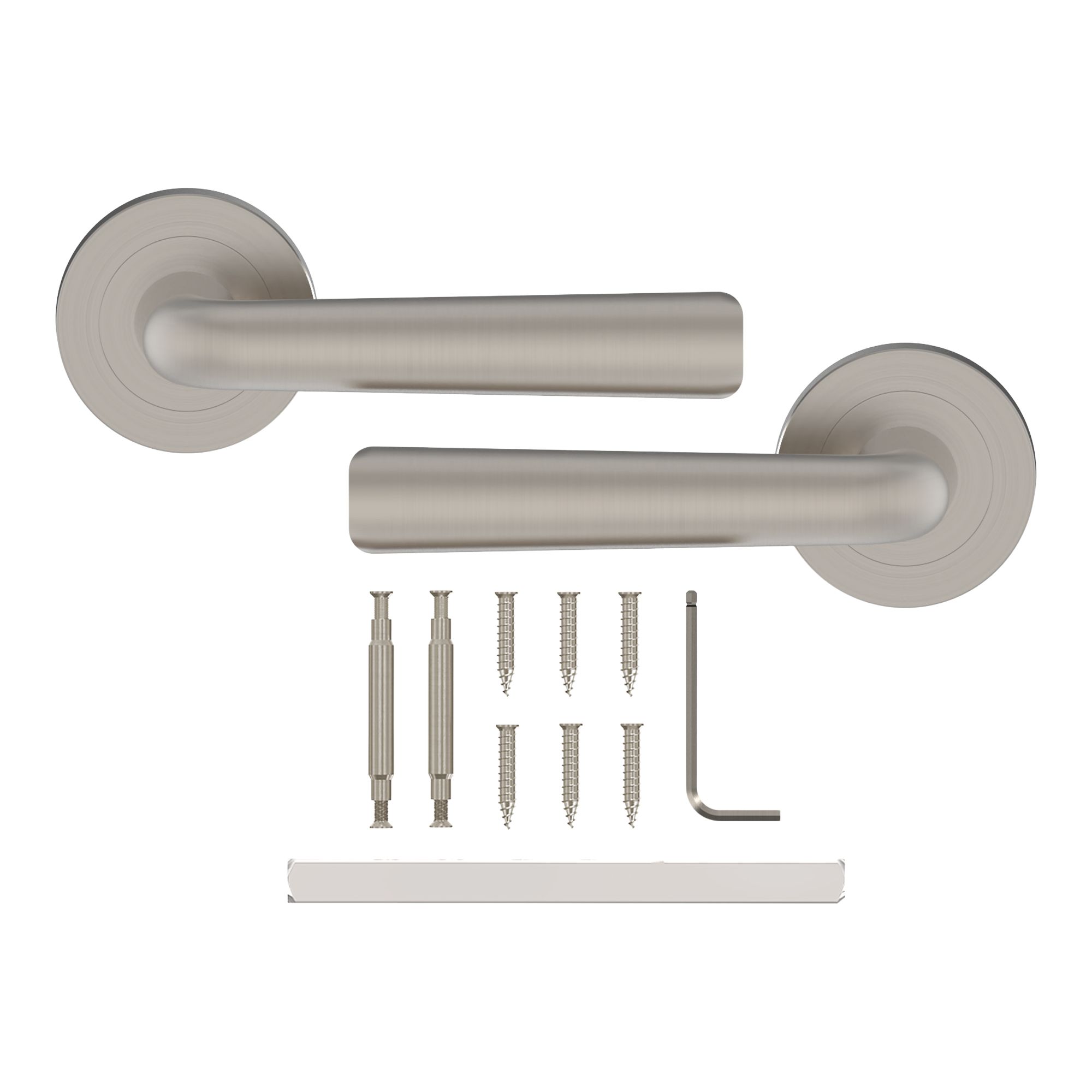 GoodHome Dizel Brushed Grey Nickel effect Straight Lever on rose Door handle (L)121.5mm, Pair