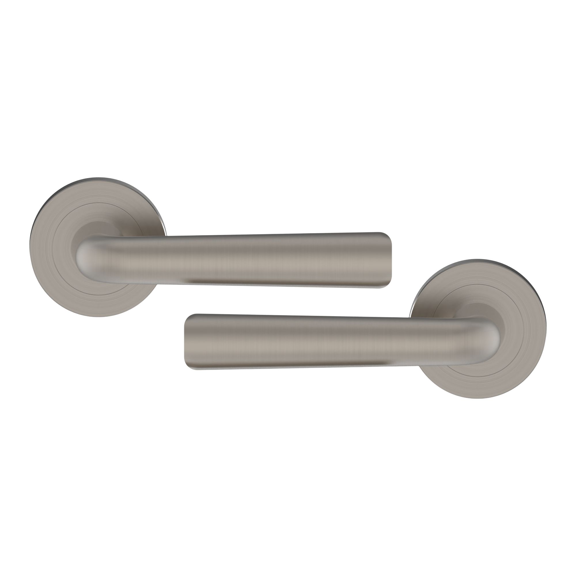 GoodHome Dizel Brushed Grey Nickel effect Straight Lever on rose Door handle (L)121.5mm, Pair