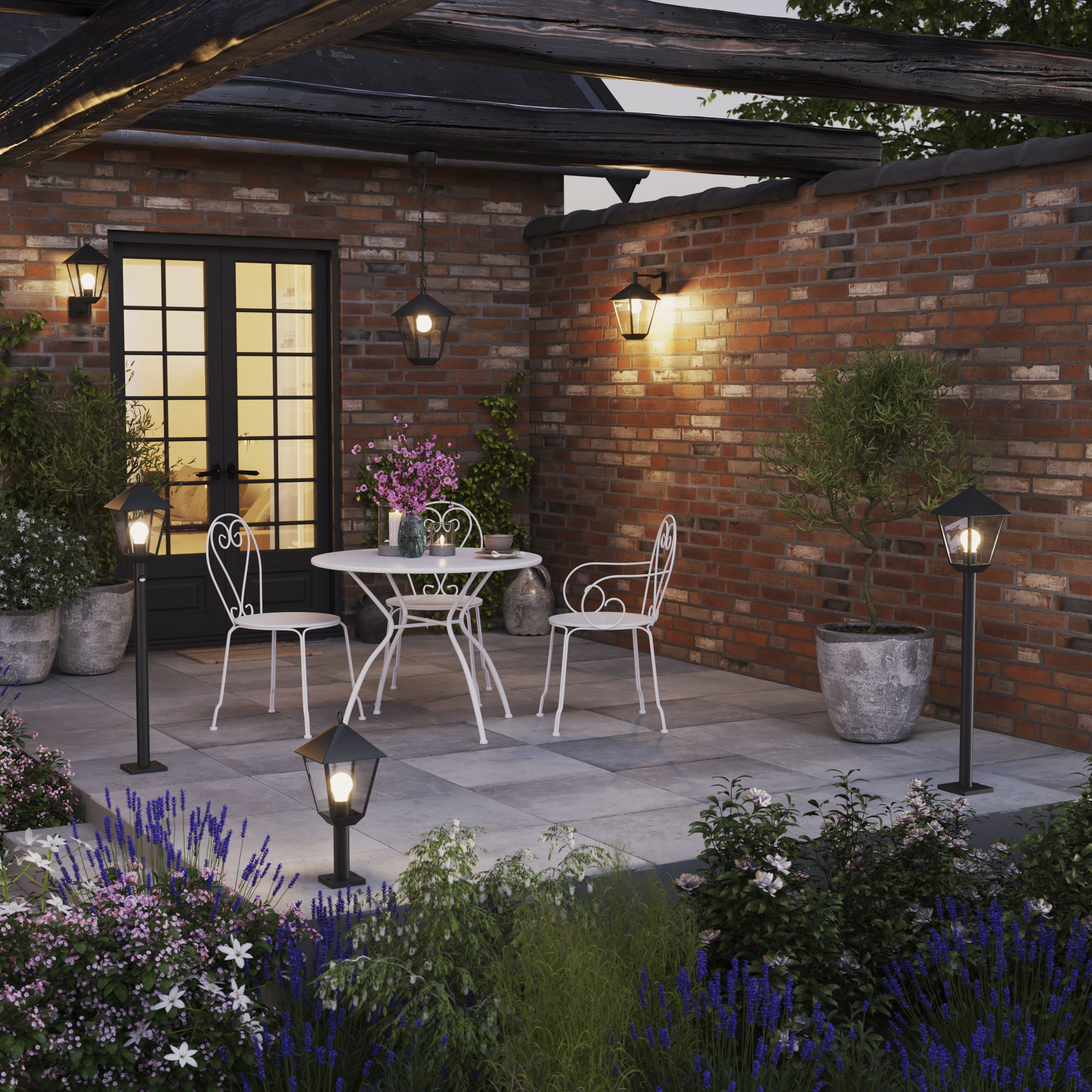 GoodHome Docker Fixed Matt Black Mains-powered Outdoor Down Wall light