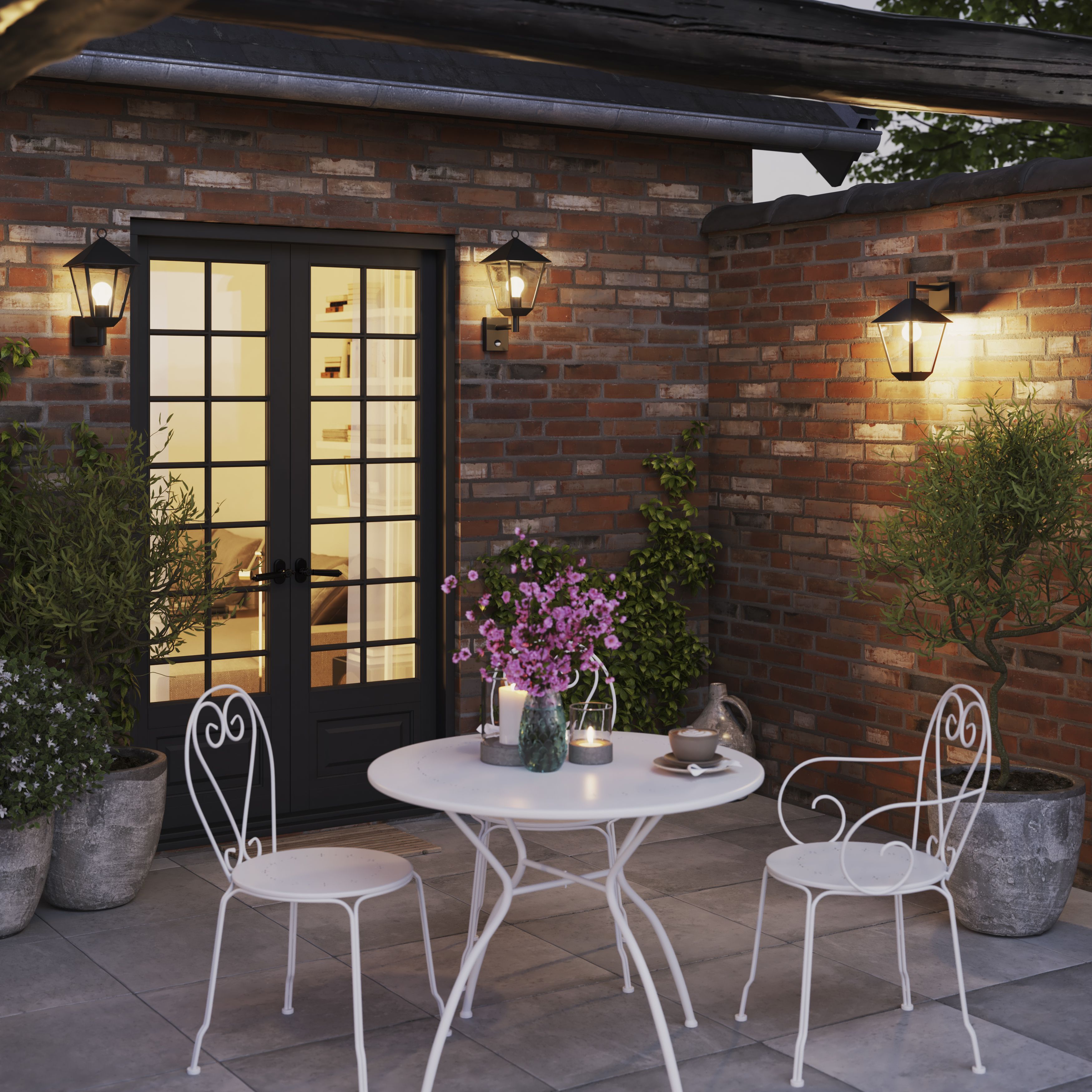 GoodHome Docker Fixed Matt Black Mains-powered Outdoor Down Wall light