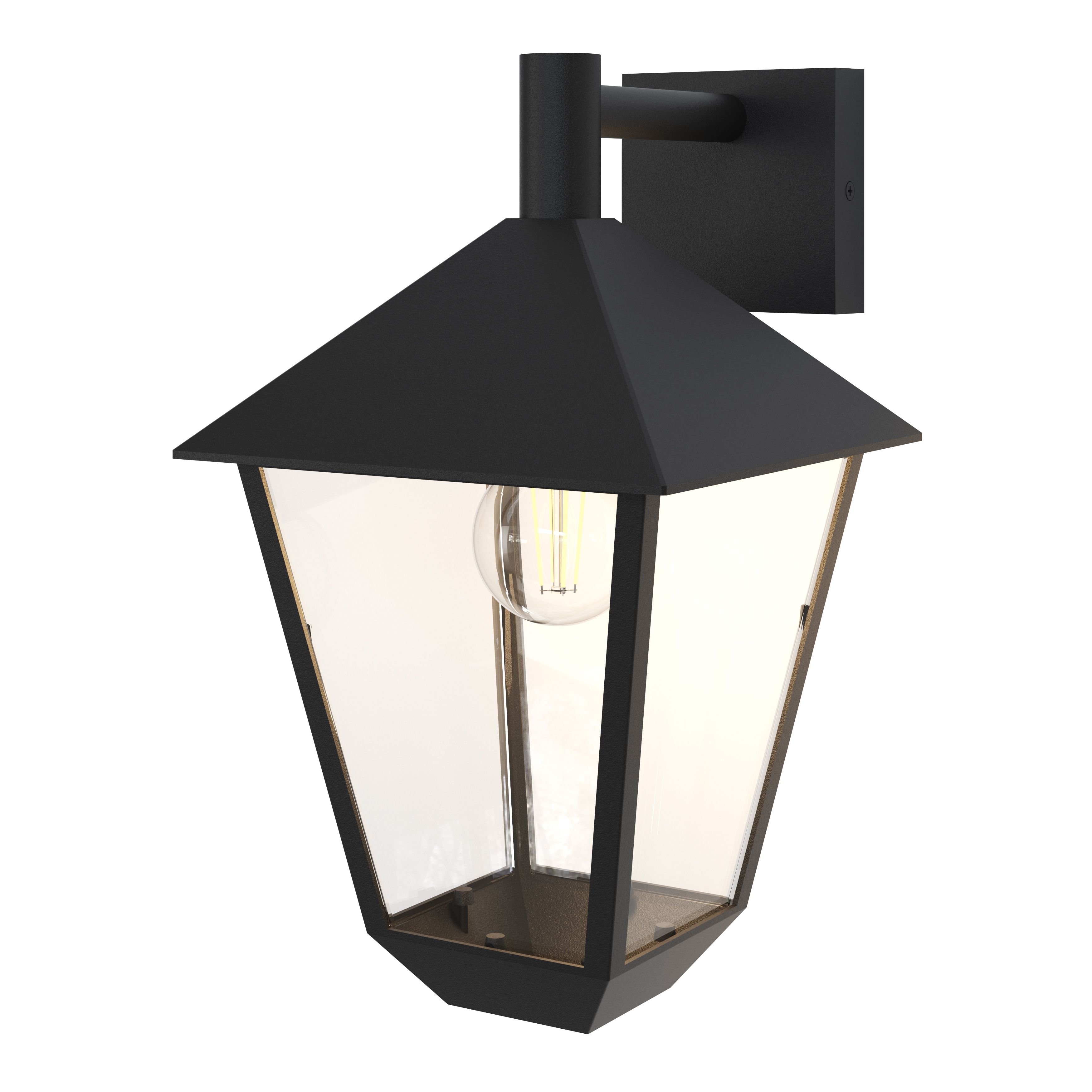 GoodHome Docker Fixed Matt Black Mains-powered Outdoor Down Wall light