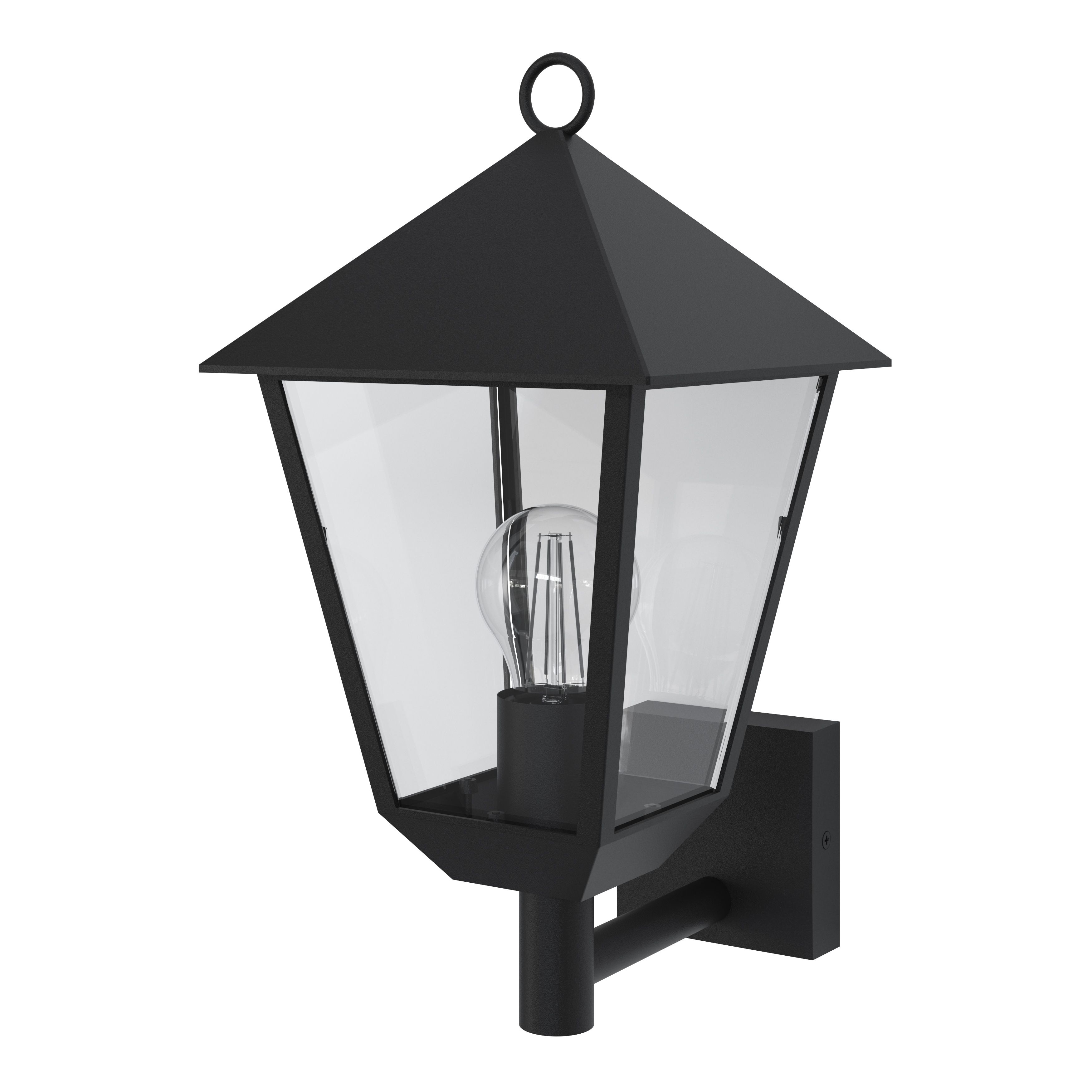 GoodHome Docker Fixed Matt Black Mains-powered Outdoor Up [E27] Light bulb required (not included). Check bulb dimensions in relation to space available. Wall light