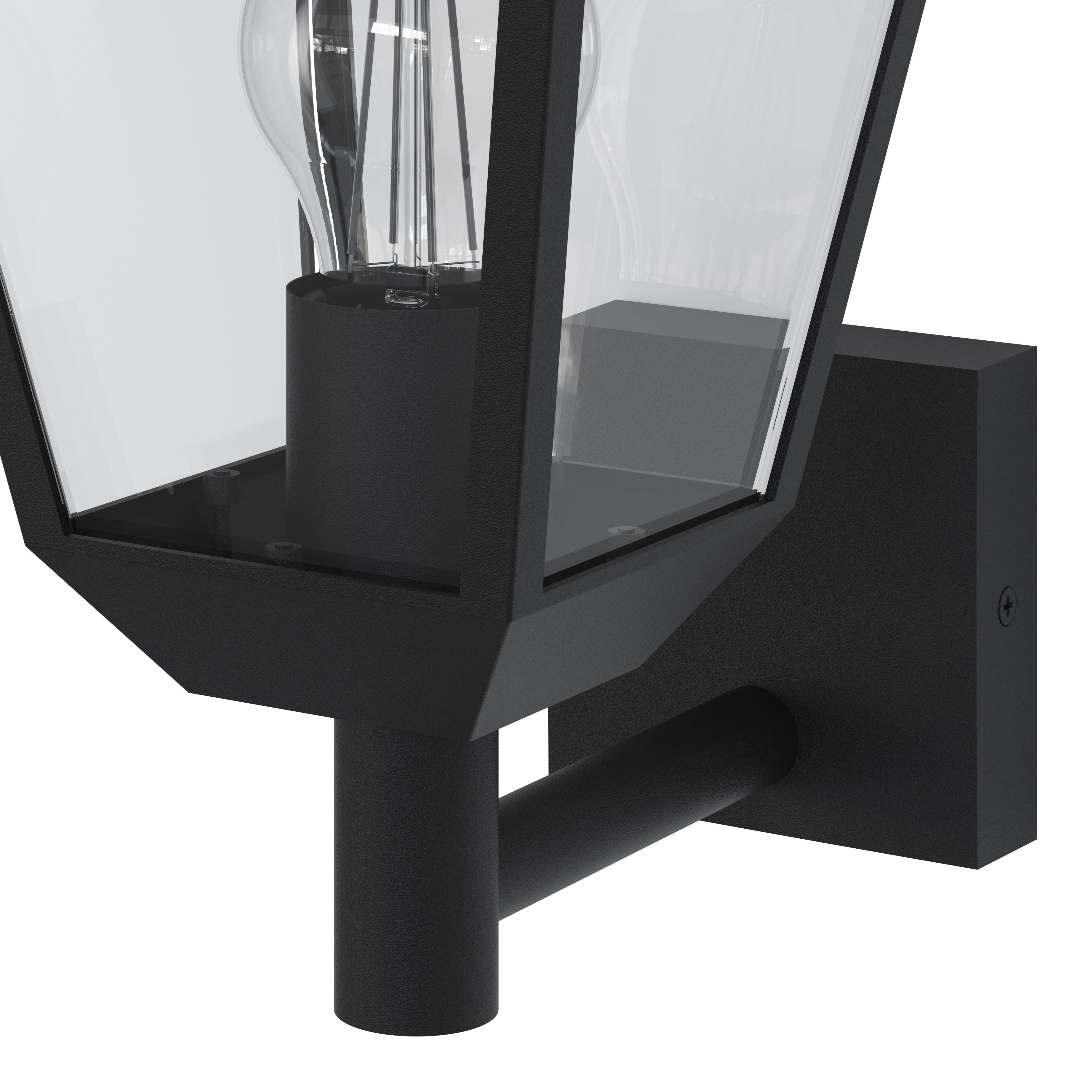 GoodHome Docker Fixed Matt Black Mains-powered Outdoor Up [E27] Light bulb required (not included). Check bulb dimensions in relation to space available. Wall light
