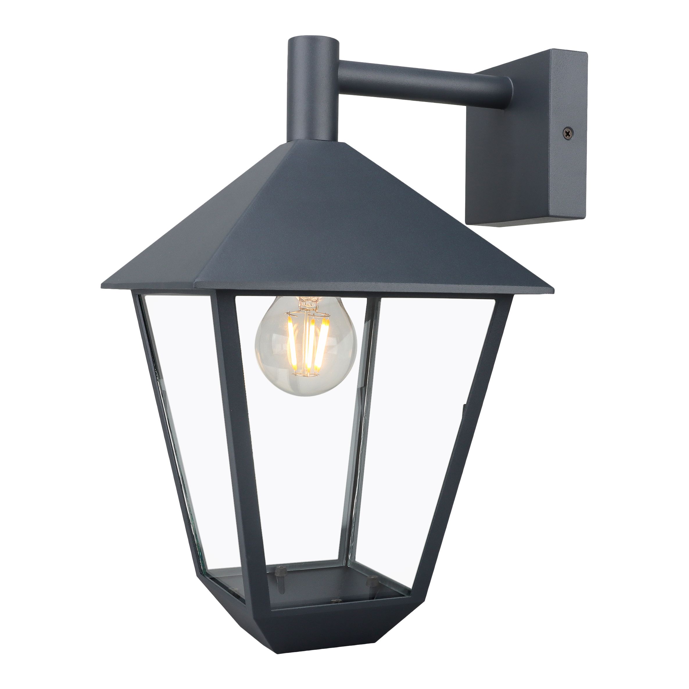 GoodHome Docker Fixed Matt Dark grey Mains-powered Outdoor Wall light