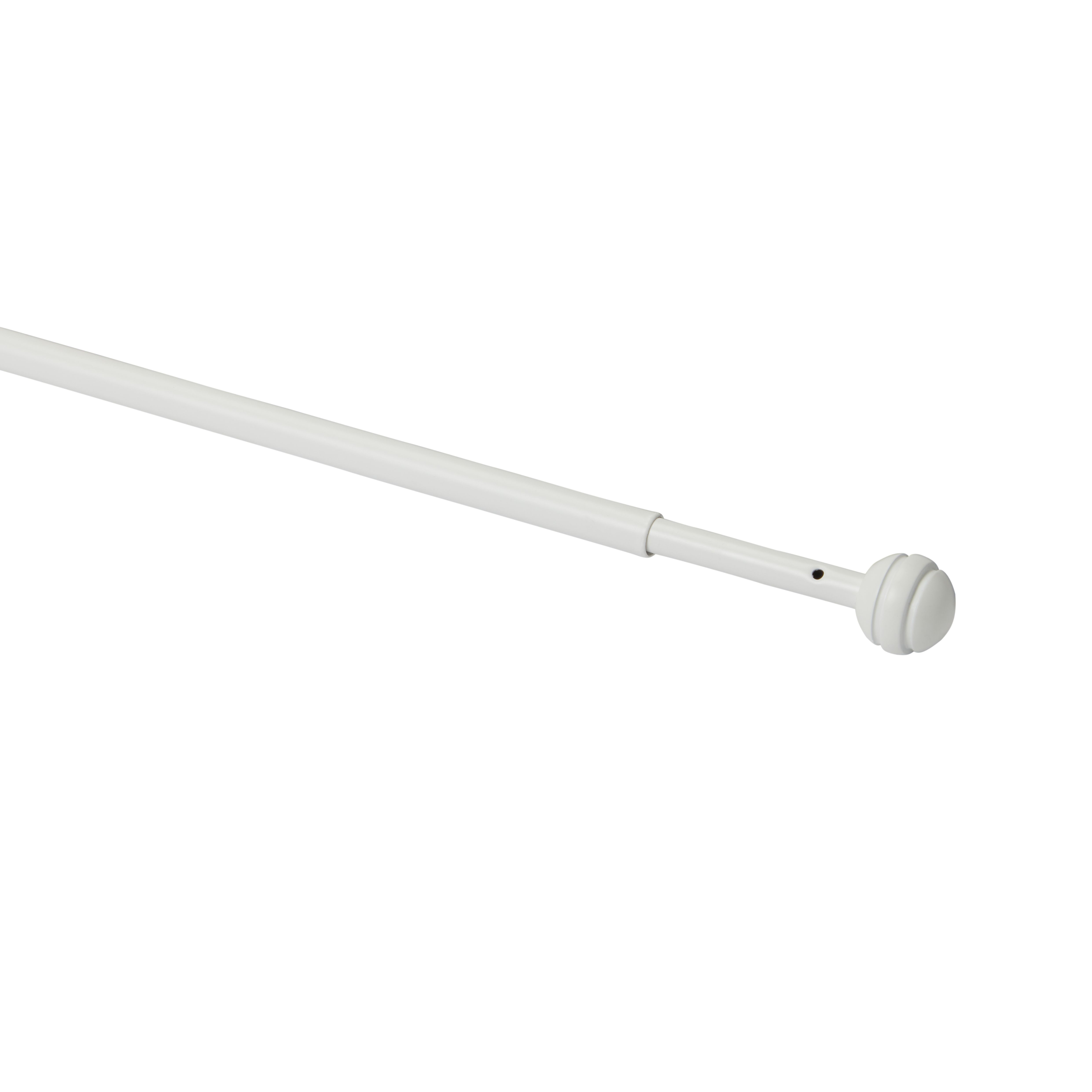 GoodHome Dokos Matt White Extendable Ball Café rod Set, (L)700mm-1000mm (Dia)9mm
