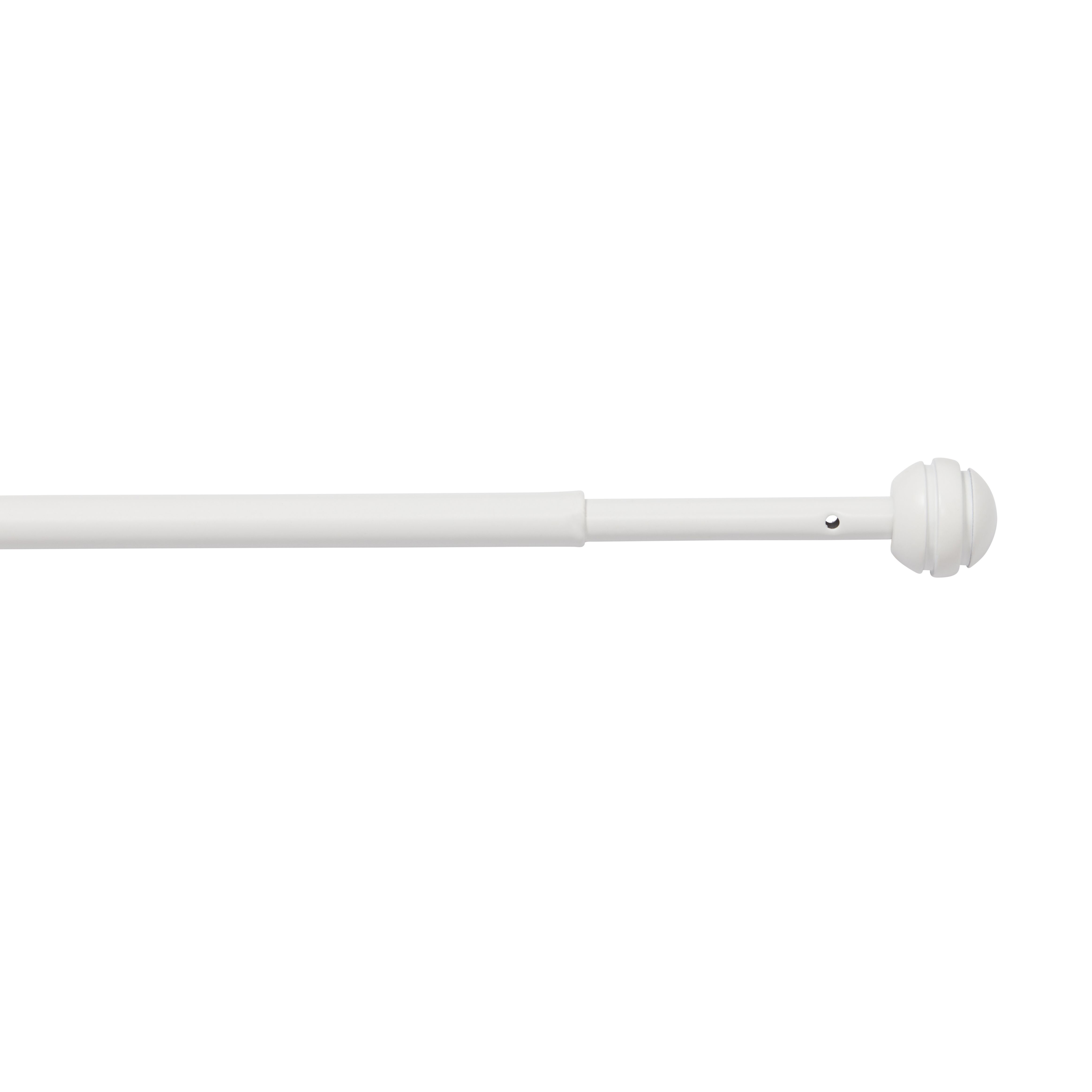 GoodHome Dokos Matt White Extendable Ball Café rod Set, (L)700mm-1000mm (Dia)9mm