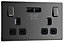 GoodHome Double 13A Screwless Switched Gloss Black Socket with USB x2 3.1A