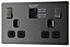 GoodHome Double 13A Screwless Switched Gloss Black Socket with USB x2 4.2A