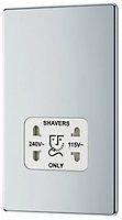 GoodHome Double Flat Screwless Shaver socket Gloss Chrome effect