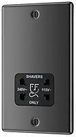 GoodHome Double Raised rounded Screwed Shaver socket Gloss Black Nickel effect