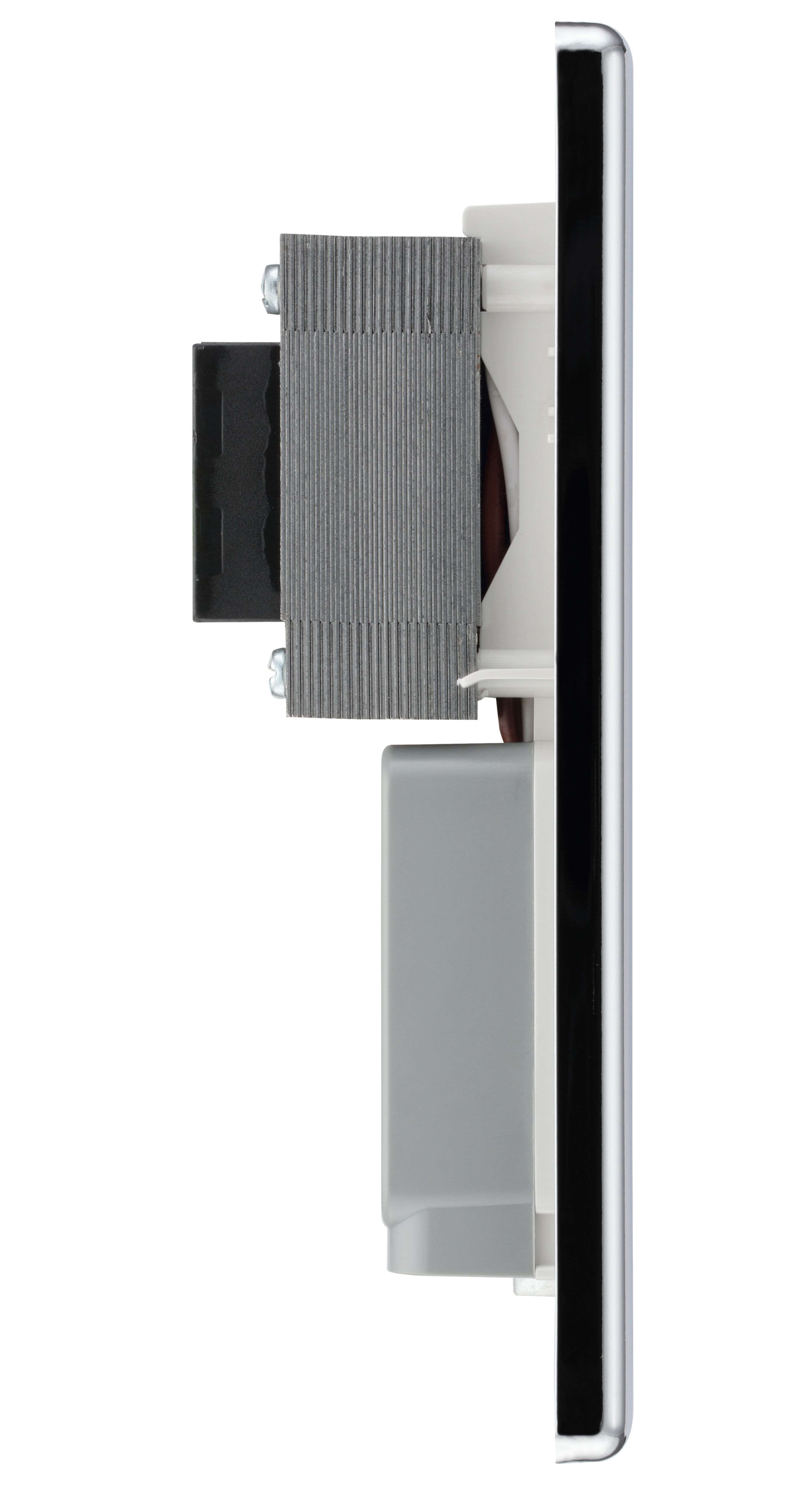 GoodHome Double Raised rounded Screwed Shaver socket Gloss Chrome effect