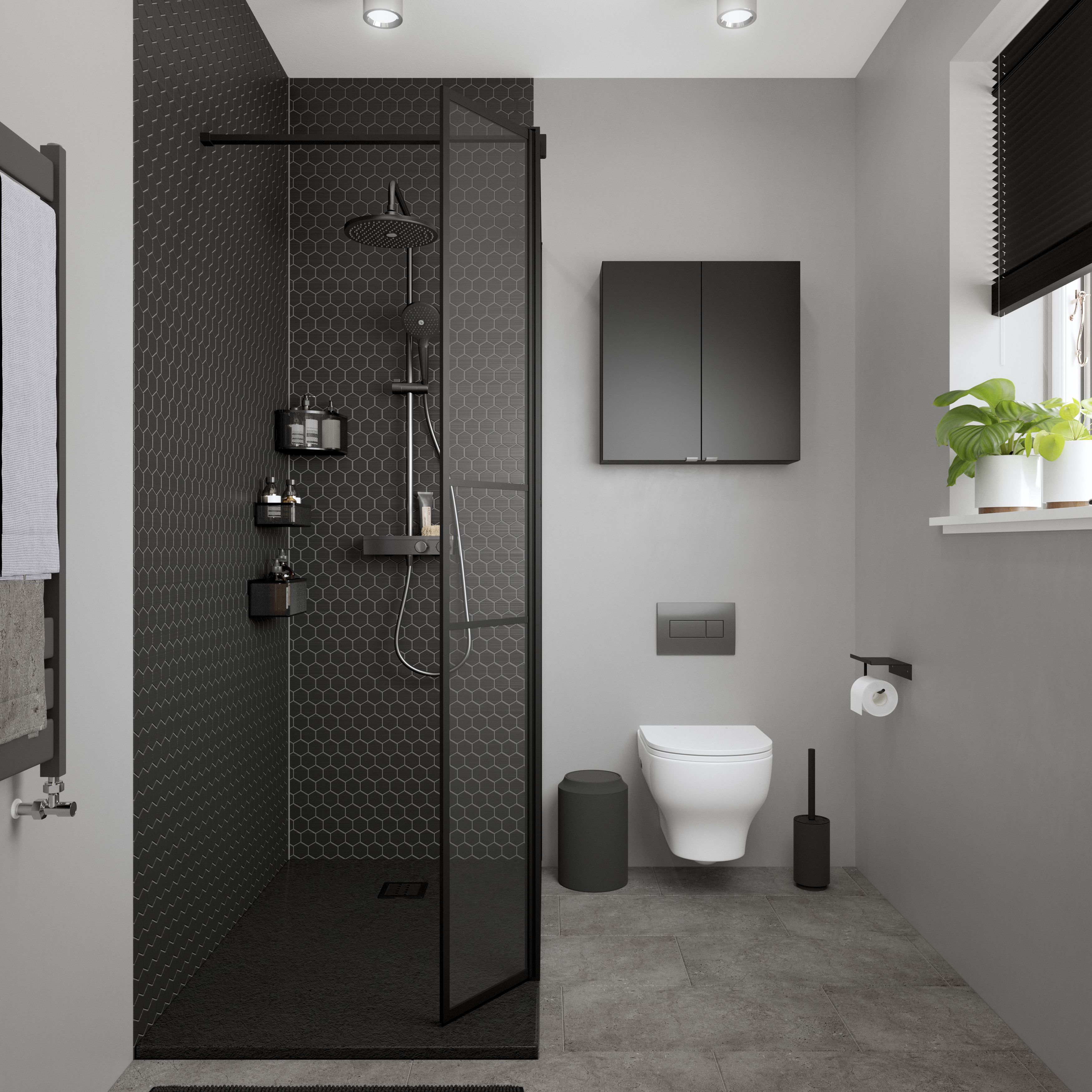 GoodHome Douro Matt Black Rectangular Reversible drainer Shower tray (L)1200mm (W)800mm (H) 30mm