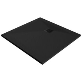 GoodHome Douro Matt Black Square Reversible drainer Shower tray (L)800mm (W)800mm (H) 30mm