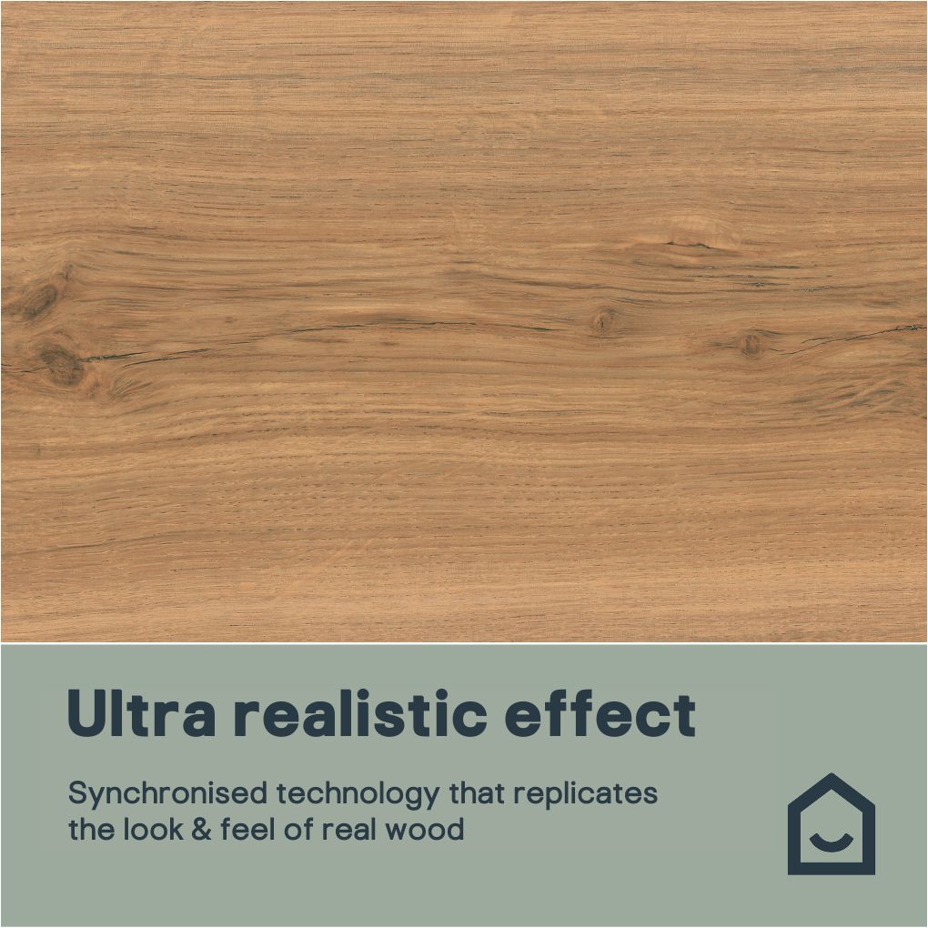 GoodHome Dovercourt Honey Natural Golden oak effect Structured Laminate Flooring, 1.99m²