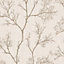 GoodHome Drave Beige Glitter effect Tree Textured Wallpaper
