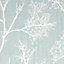 GoodHome Drave Blue & white Glitter effect Tree Textured Wallpaper Sample