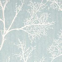 GoodHome Drave Blue & white Tree Glitter effect Textured Wallpaper