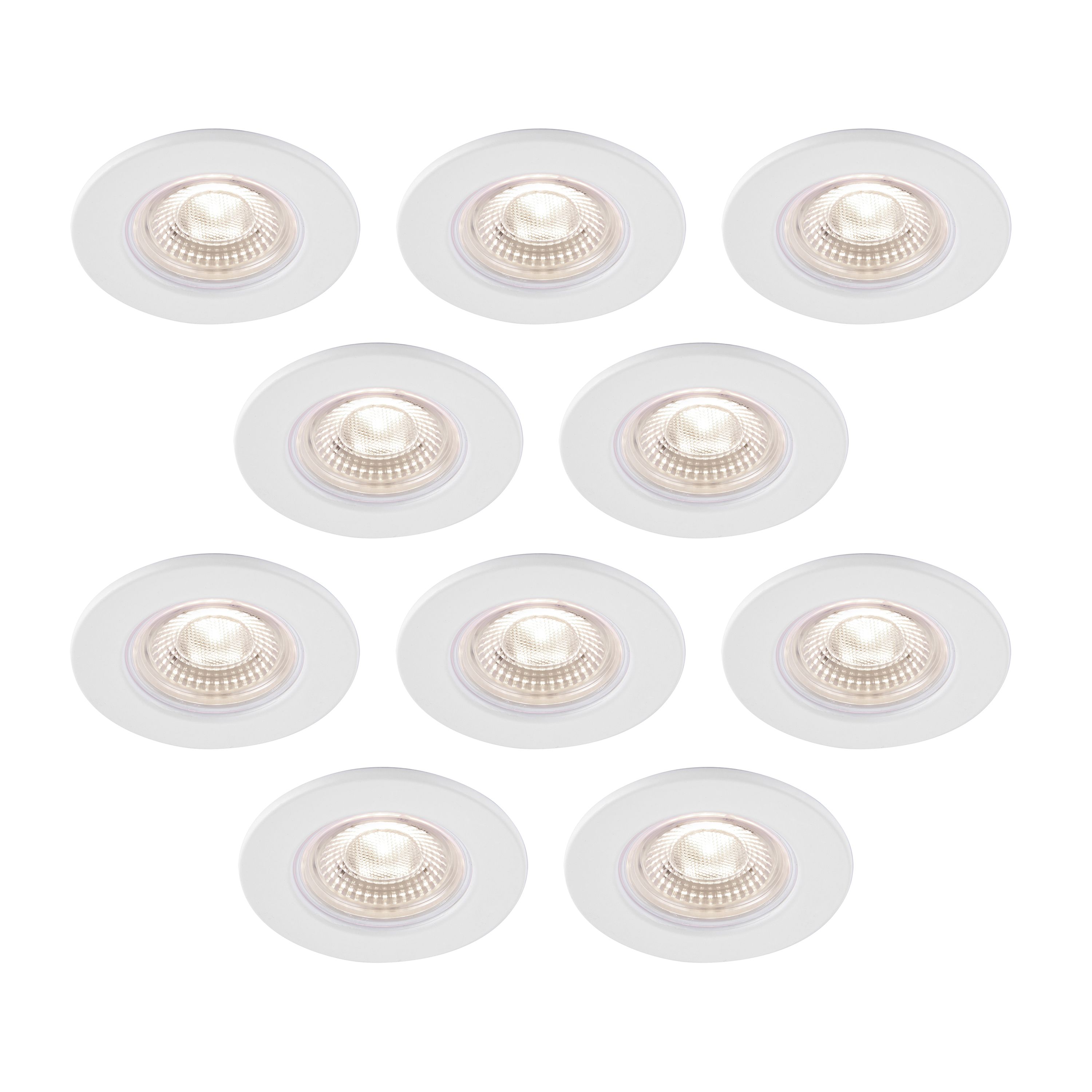 GoodHome Drexler Matt White Fixed LED Fire-rated Neutral white Downlight IP65, Pack of 10