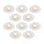 GoodHome Drexler Matt White Fixed LED Fire-rated Warm white Downlight IP65, Pack of 10