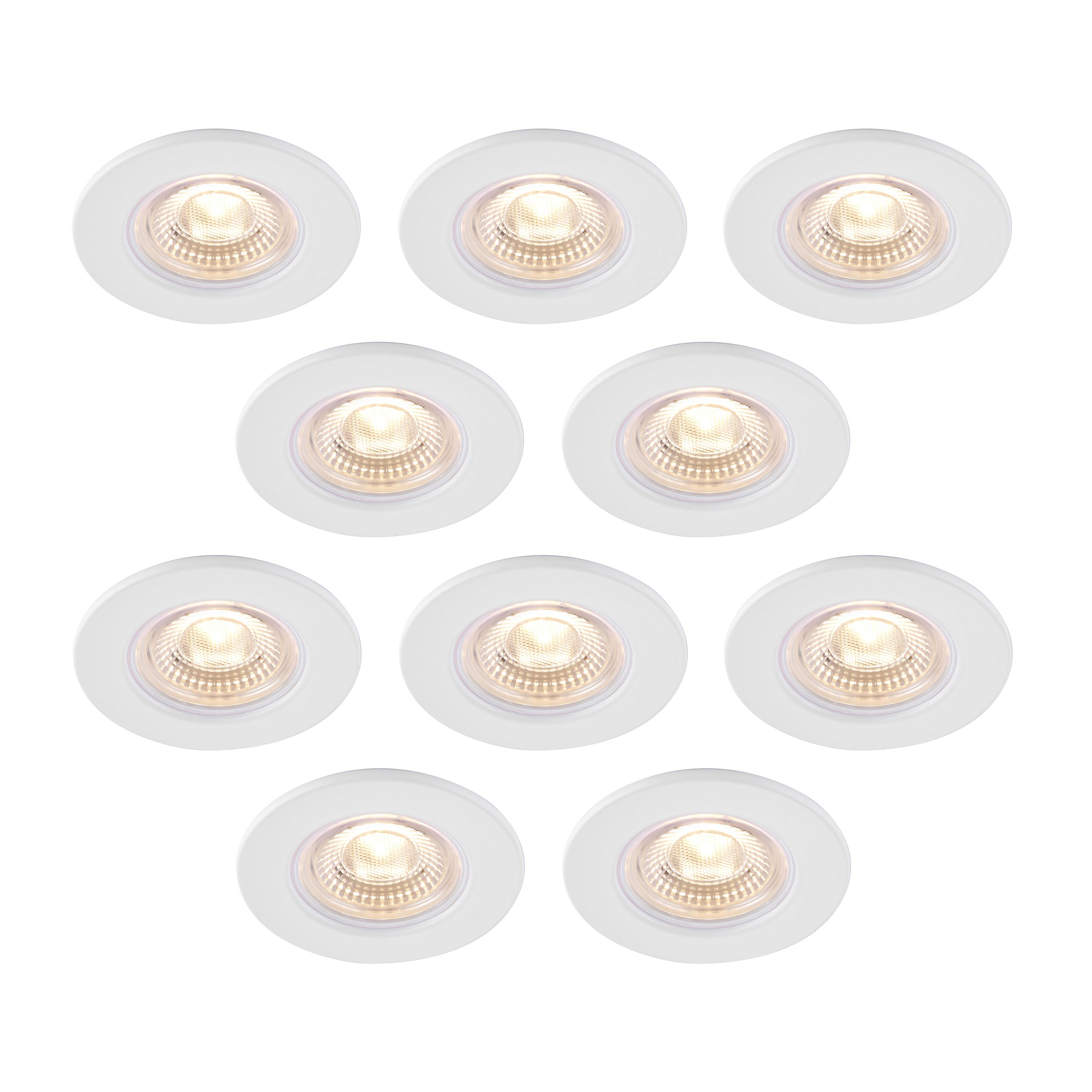 GoodHome Drexler Matt White Fixed LED Fire-rated Warm white Downlight IP65, Pack of 10