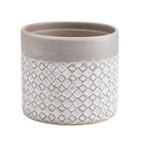 GoodHome Driftwood Clay Diamond Circular Plant pot (Dia)12.5cm