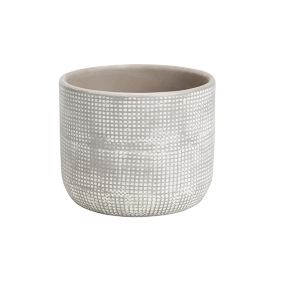 GoodHome Driftwood Clay Dotted Circular Plant pot (Dia)12cm