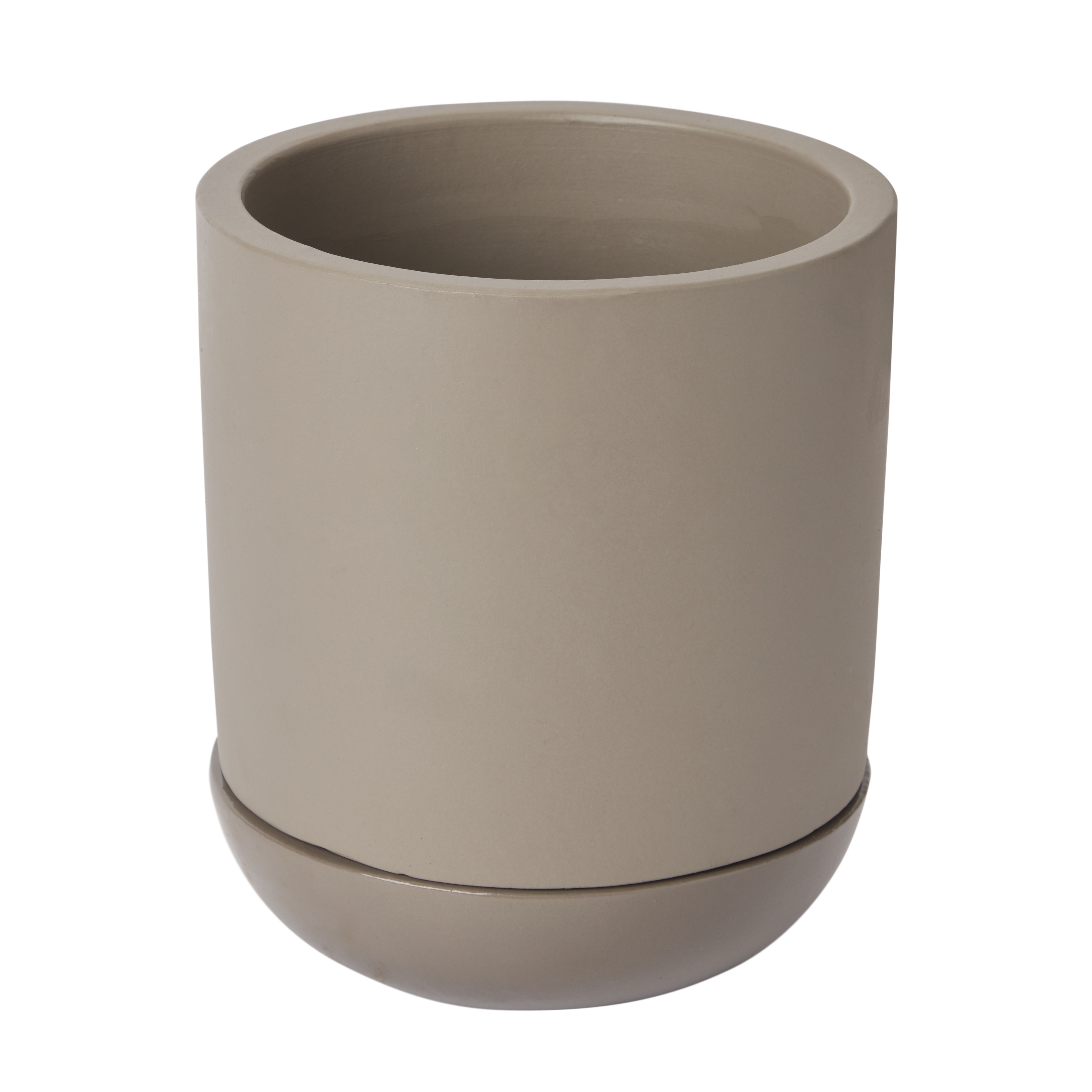 GoodHome Driftwood Concrete Cylindrical Plant pot (Dia) 15.8cm, (H)18cm, 2L