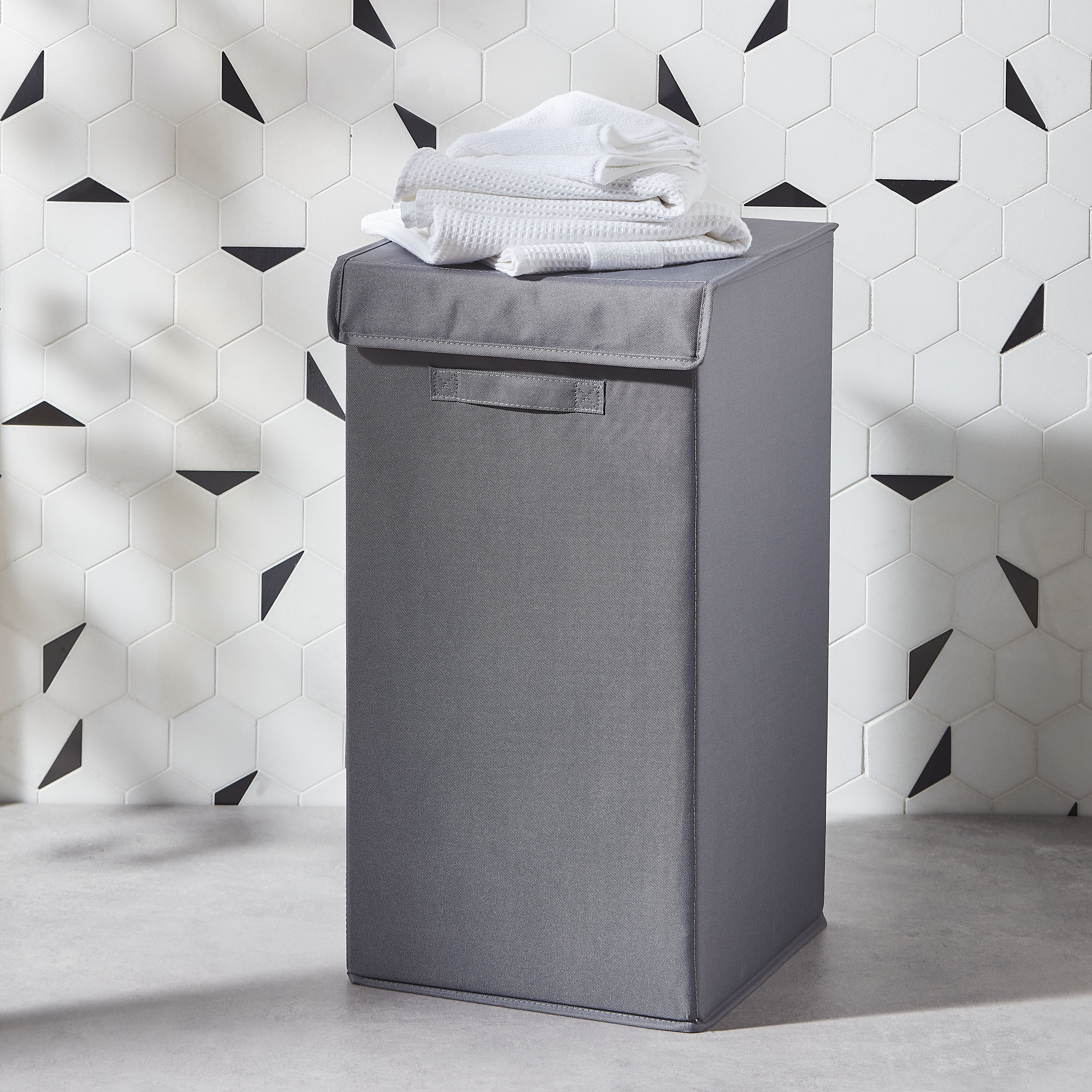 GoodHome Drina Grey Polyester (PES) & polypropylene (PP) Laundry bin, 52L