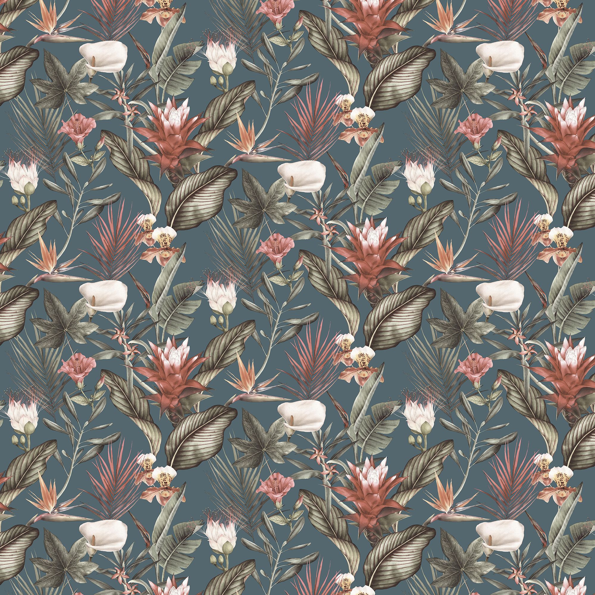 GoodHome Druzy Blue Tropical leaves Textured Wallpaper DIY at B&Q