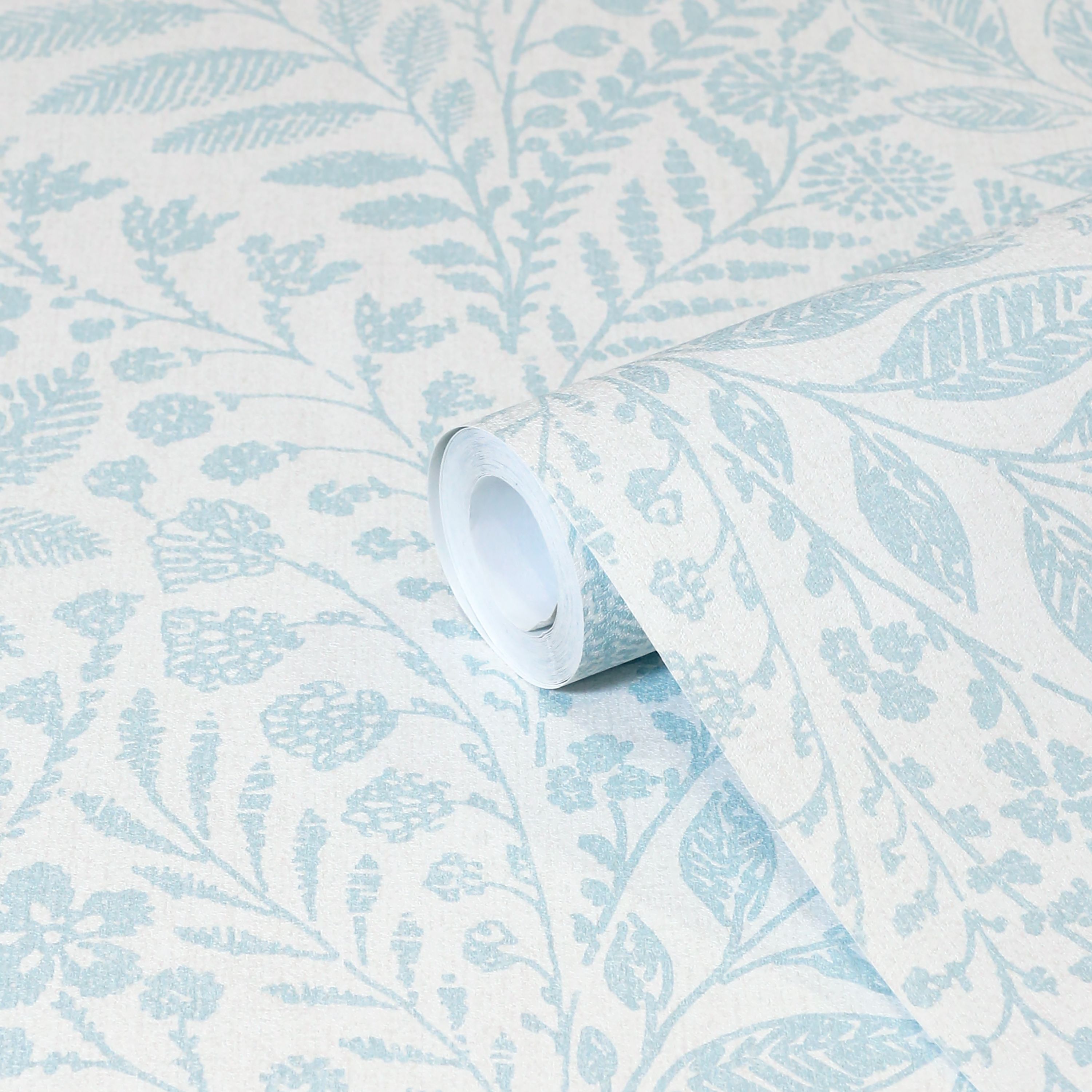 GoodHome Dryade Blue Leaves Vintage Textured Wallpaper