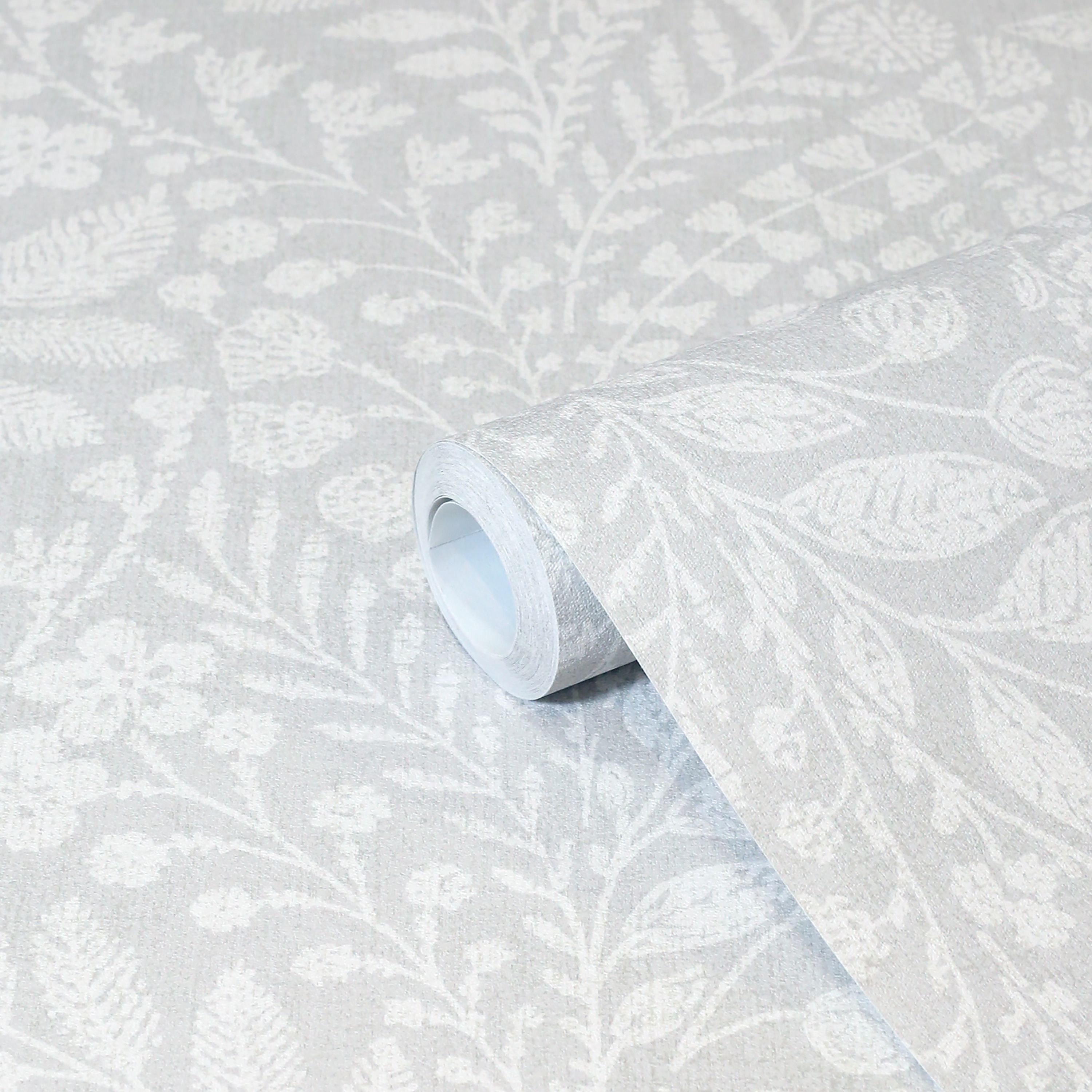 GoodHome Dryade Grey Leaves Textured Wallpaper | DIY at B&Q