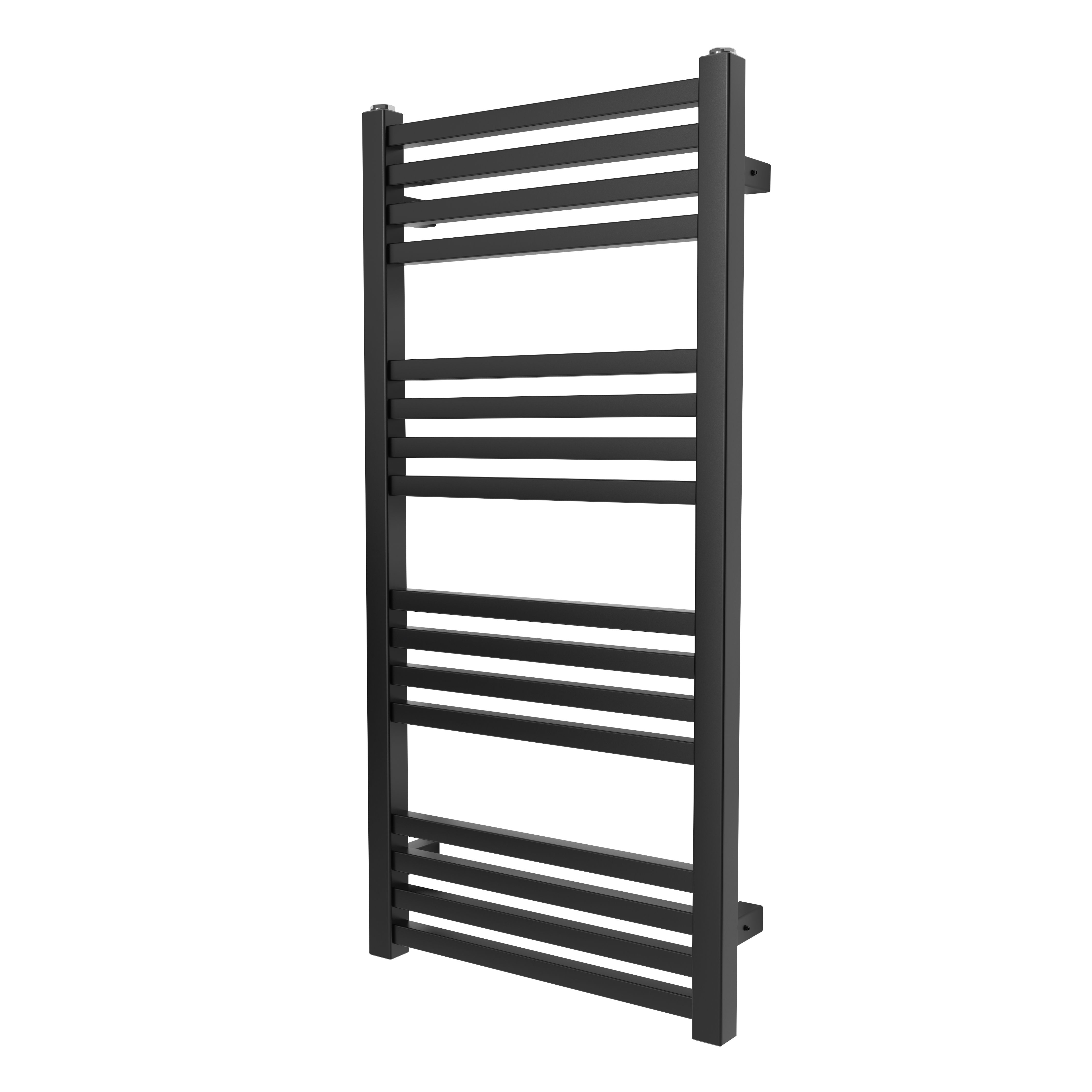 GoodHome Duala Black Vertical Flat Towel radiator W 400mm x H