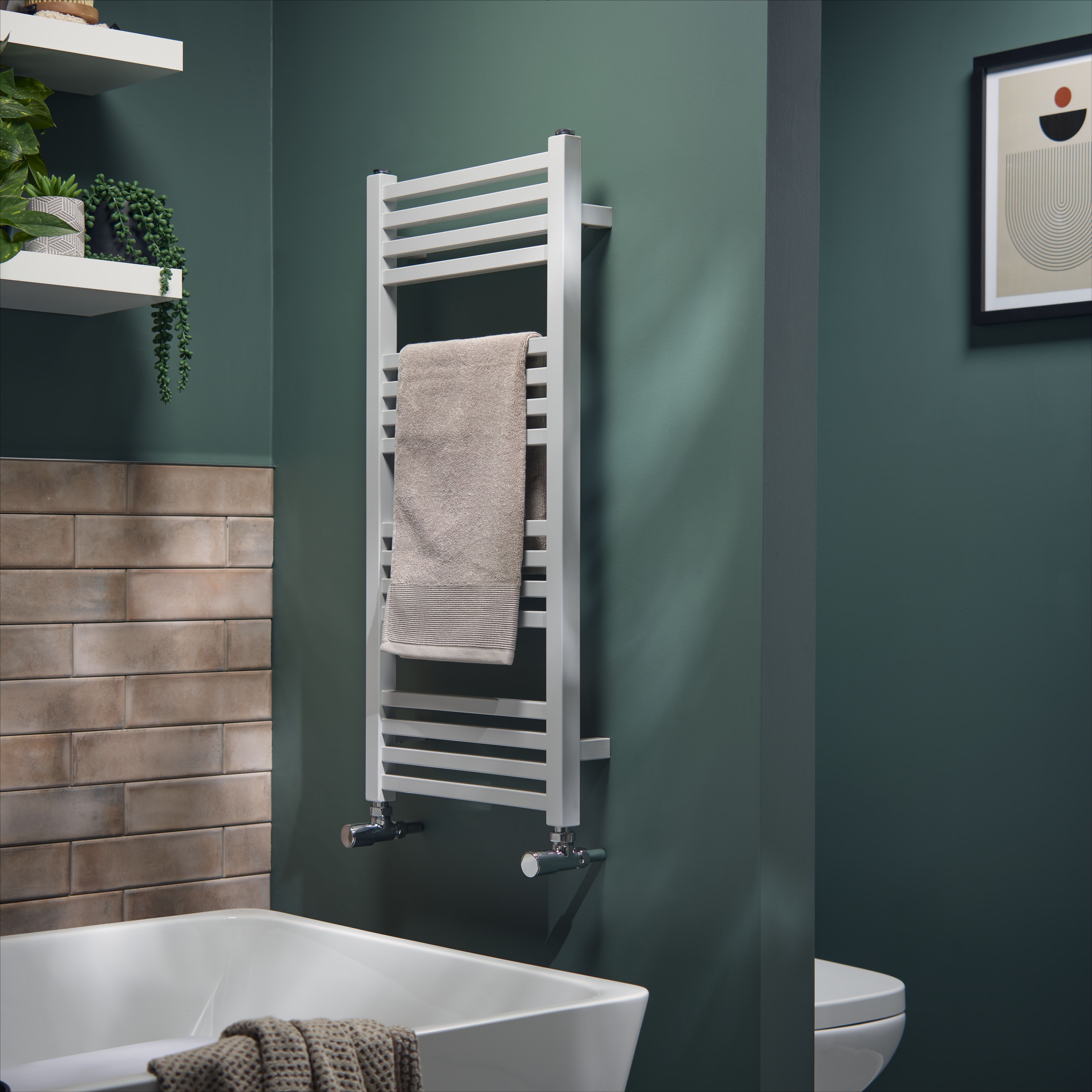 GoodHome Duala, Grey Vertical Flat Towel radiator (W)400mm x (H)828mm