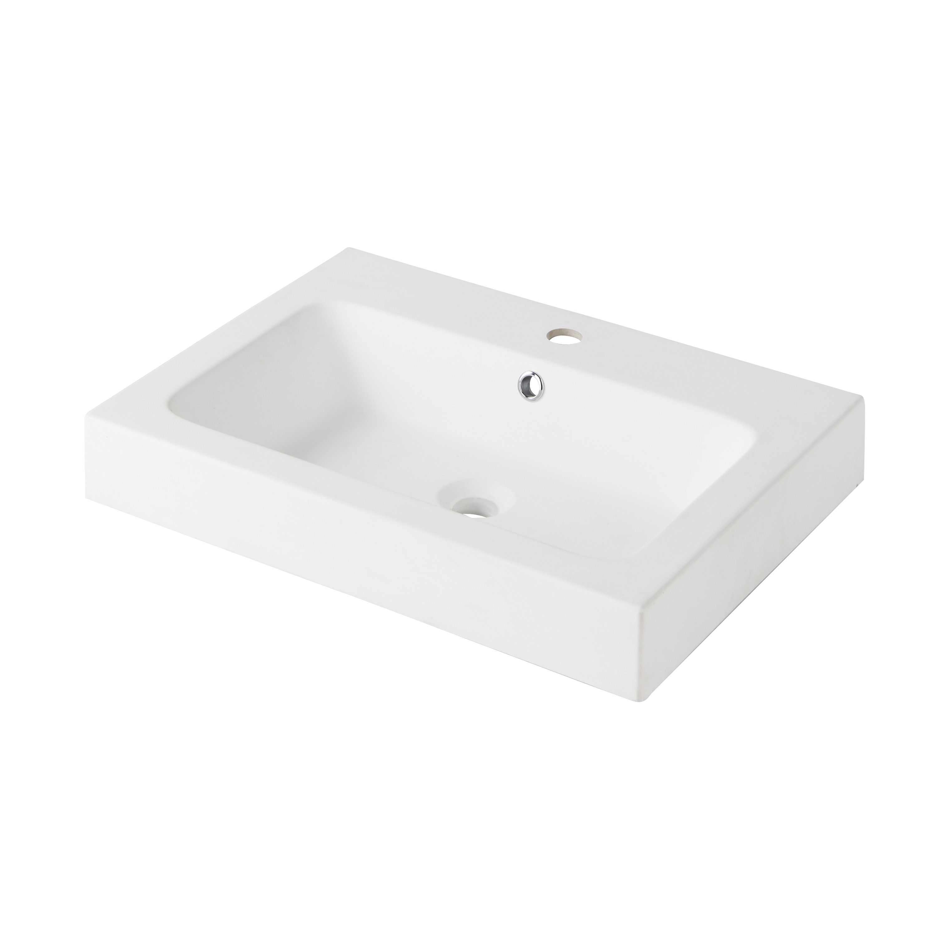 GoodHome Duala Matt White Rectangular Wall-mounted Basin (W)60cm | DIY ...
