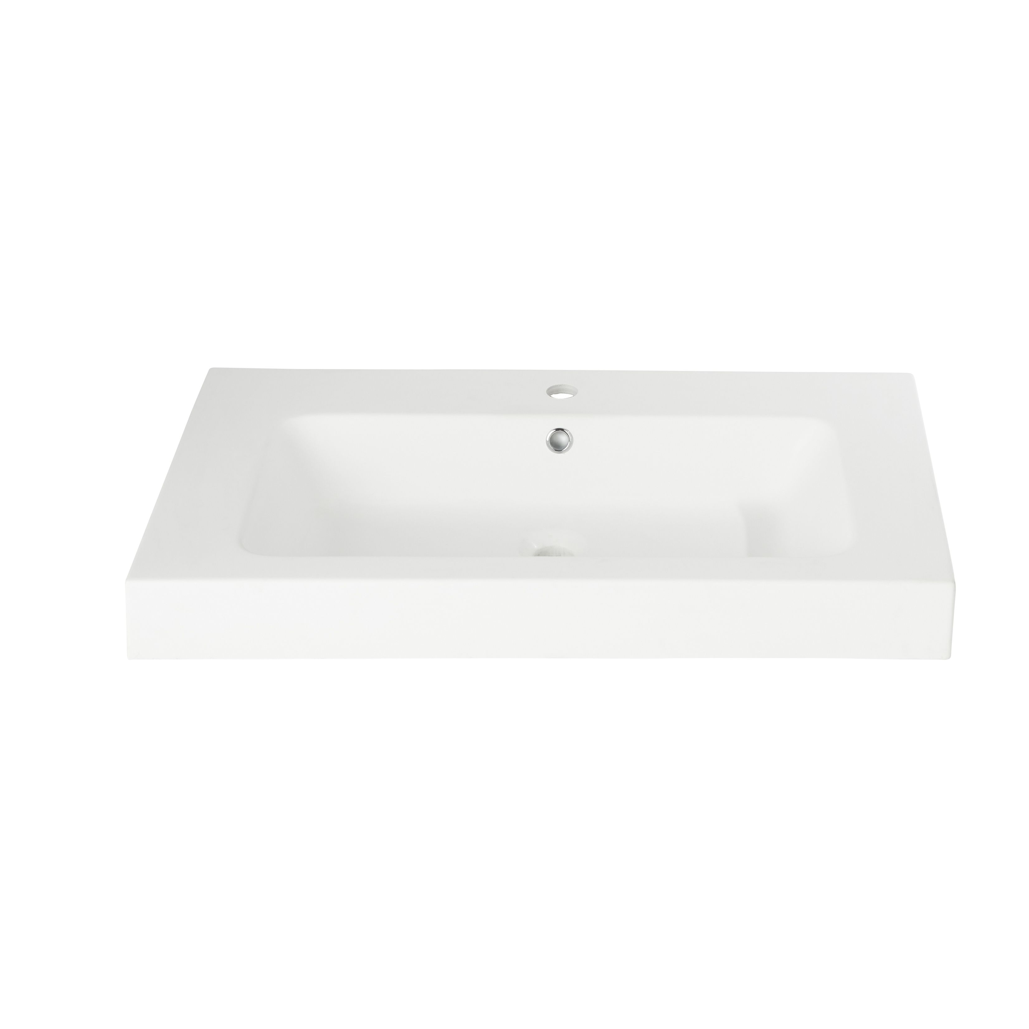 GoodHome Duala Matt White Rectangular Wall-mounted Counter top Basin (W ...