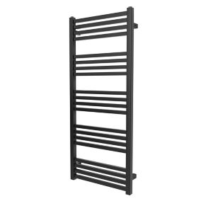 GoodHome Duala Vertical Towel radiator, Black (W)450mm (H)1050mm