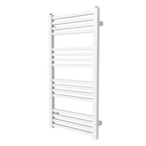 GoodHome Duala Vertical Towel radiator, White (W)400mm (H)828mm