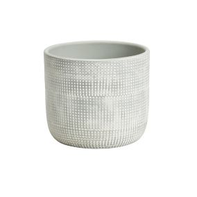 GoodHome Duck egg Clay Dotted Circular Plant pot (Dia)12cm