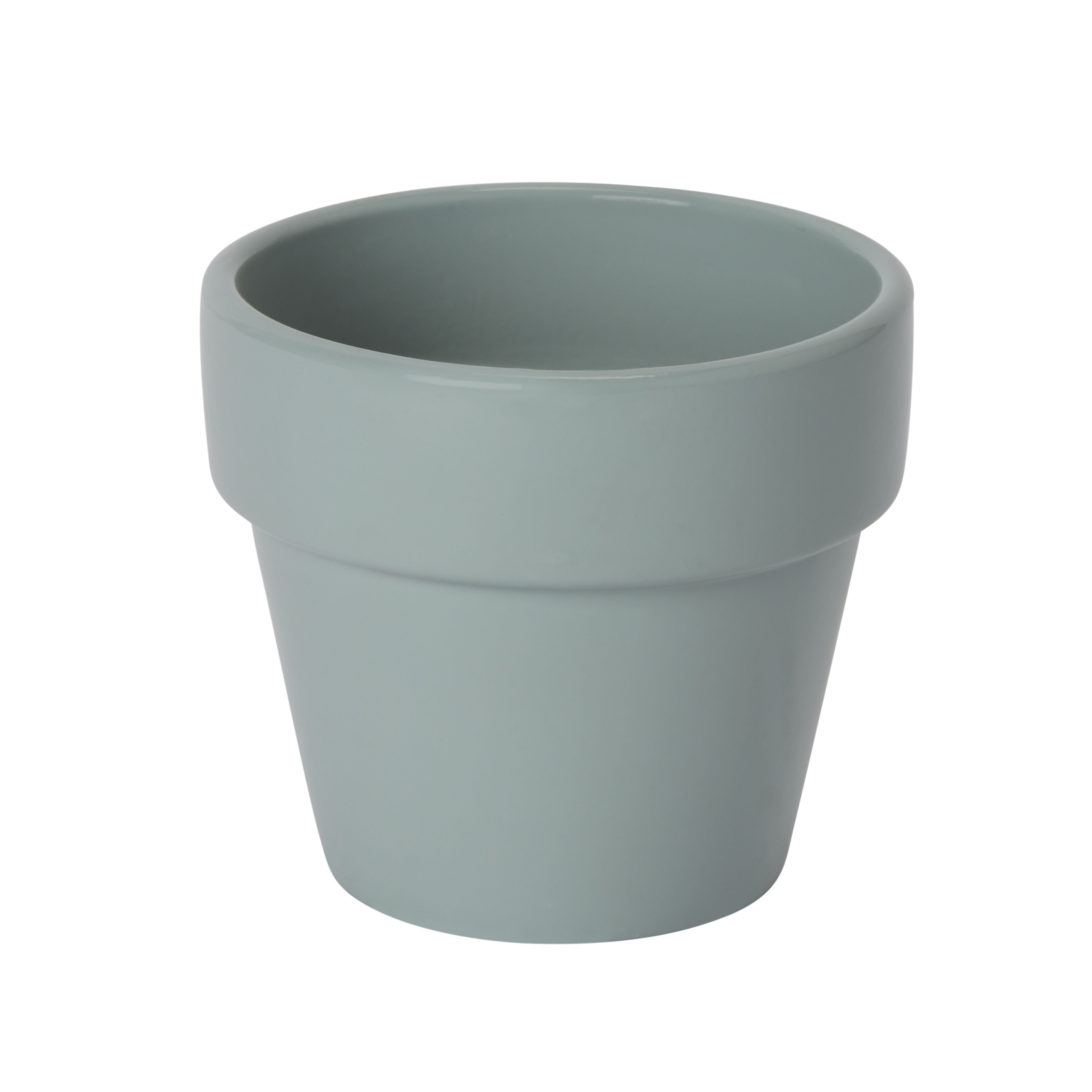 GoodHome Duck egg Terracotta Circular Plant pot (Dia) 11cm, (H)9.5cm, 400ml