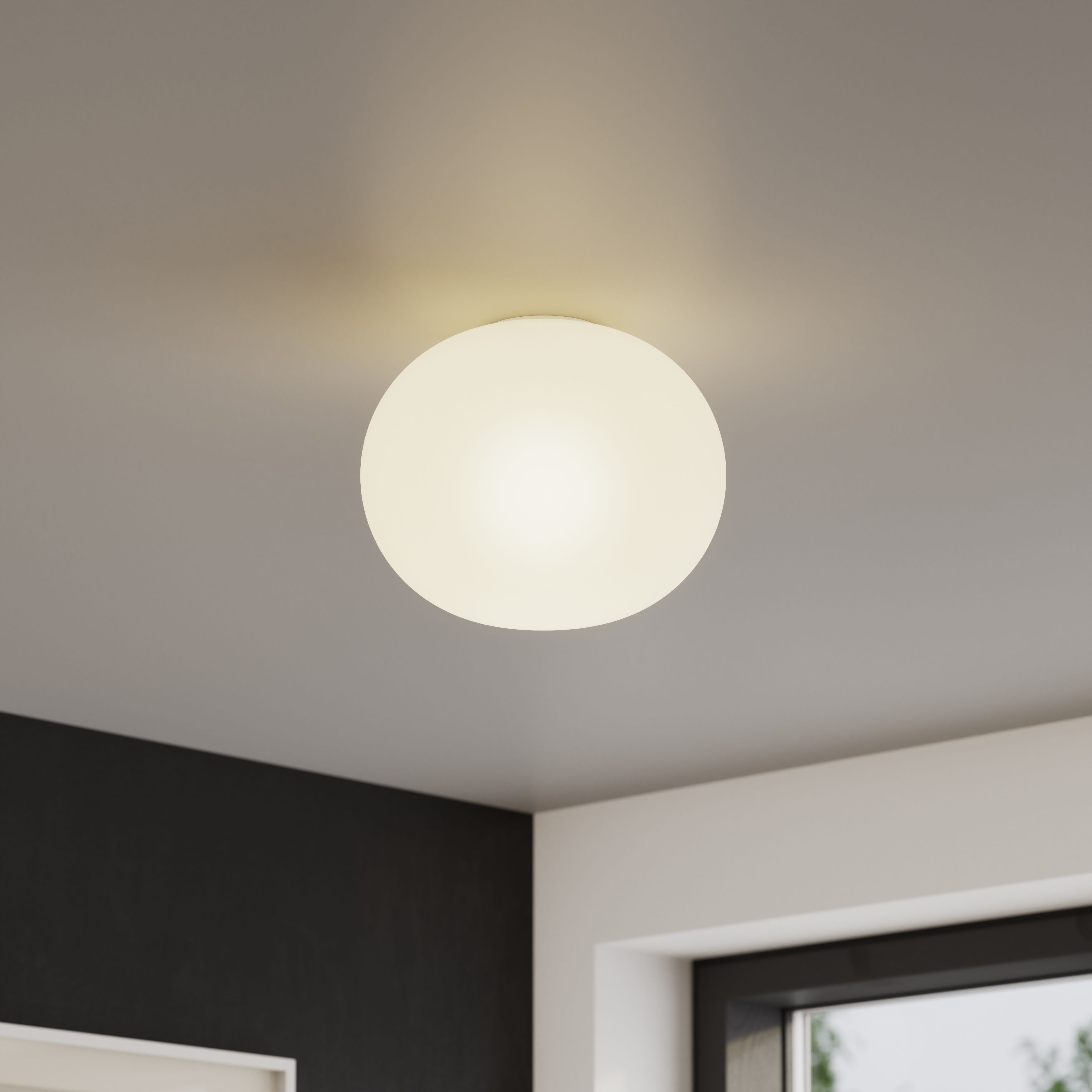 GoodHome Duffy Round Matt Metal & plastic White Frosted effect LED Ceiling light