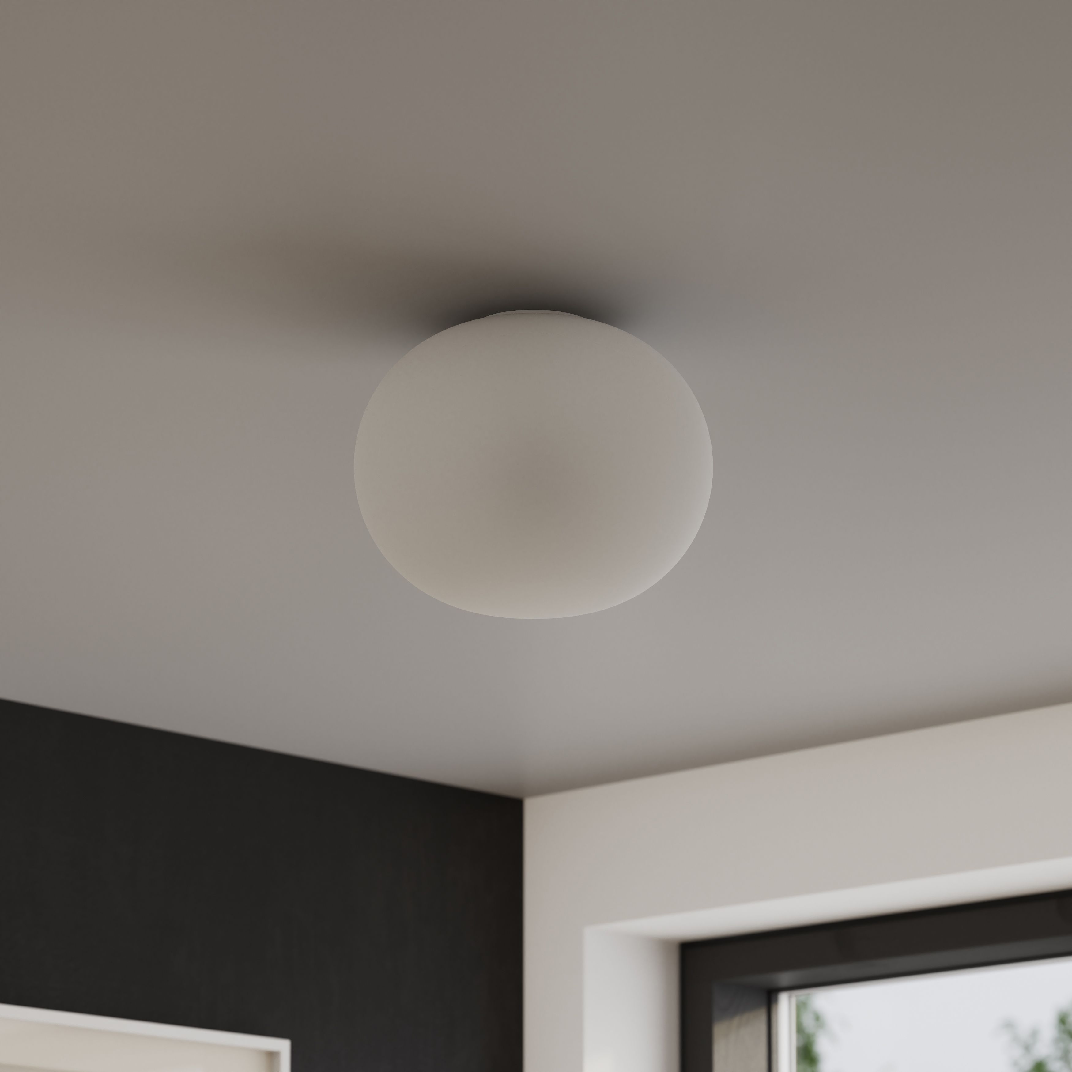 GoodHome Duffy Round Matt Metal & plastic White Frosted effect LED Ceiling light