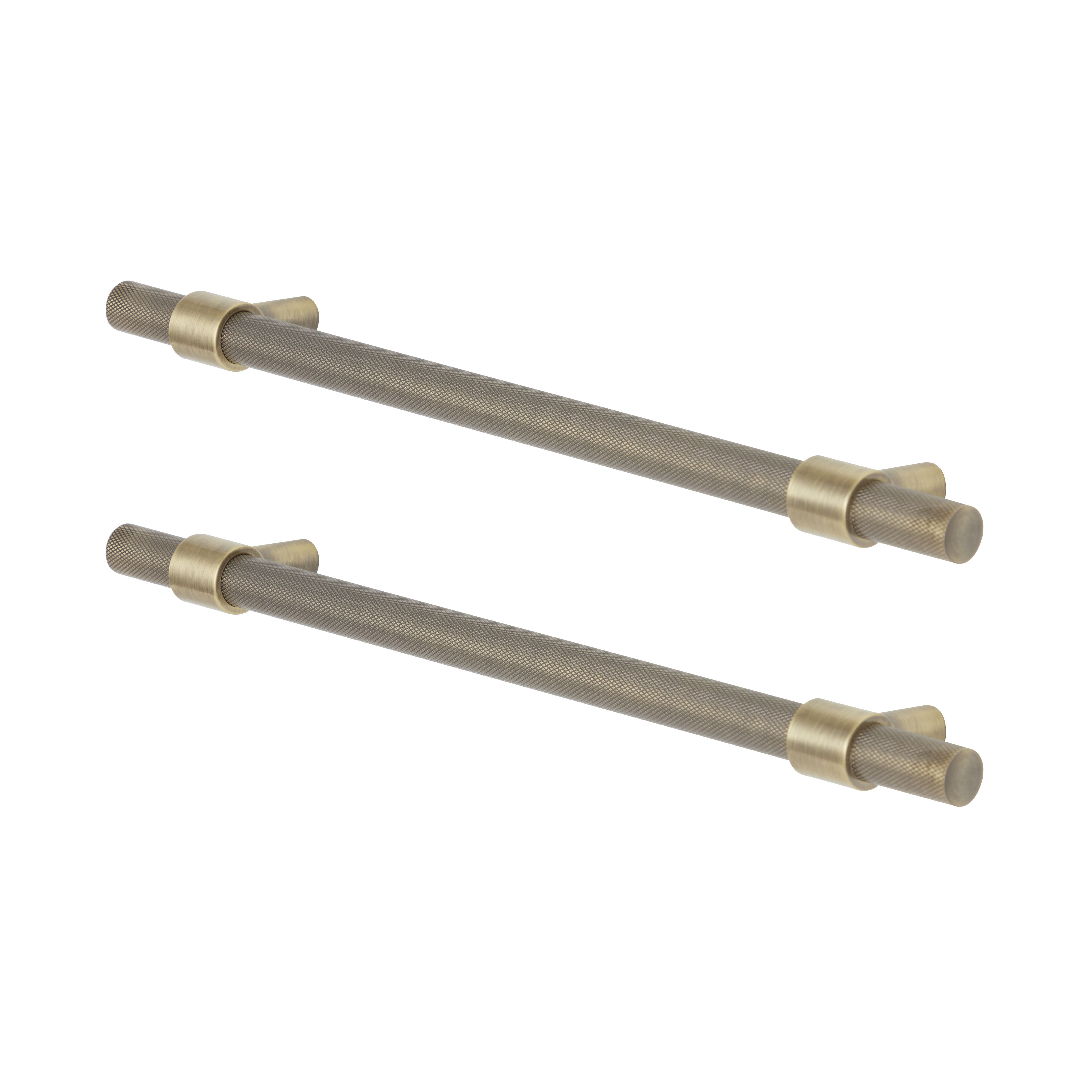 GoodHome Dukkah Antique brass effect Kitchen cabinets Bar Pull Handle, (L)257mm x (D)35mm, Pack of 2
