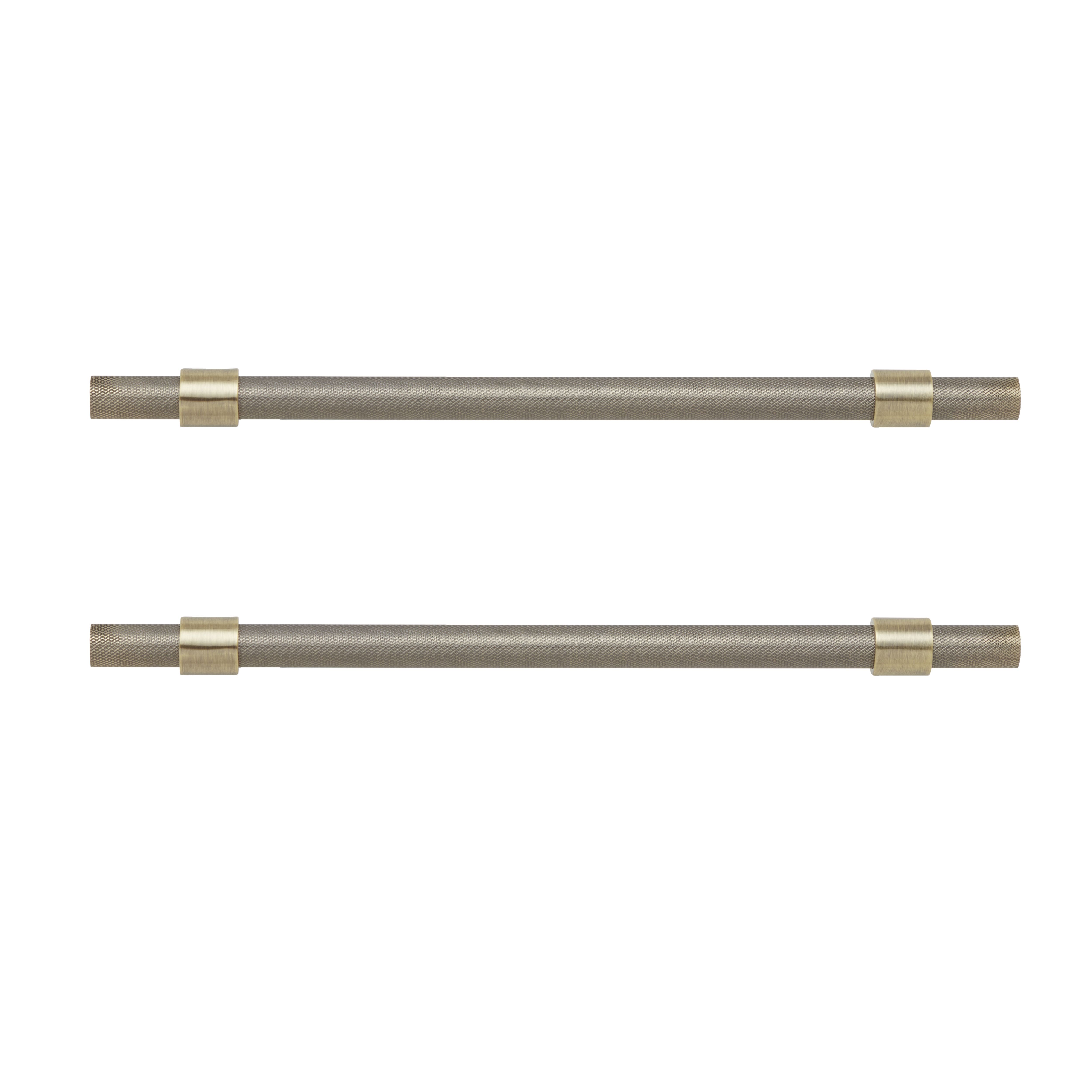 GoodHome Dukkah Antique brass effect Kitchen cabinets Bar Pull Handle, (L)257mm x (D)35mm, Pack of 2