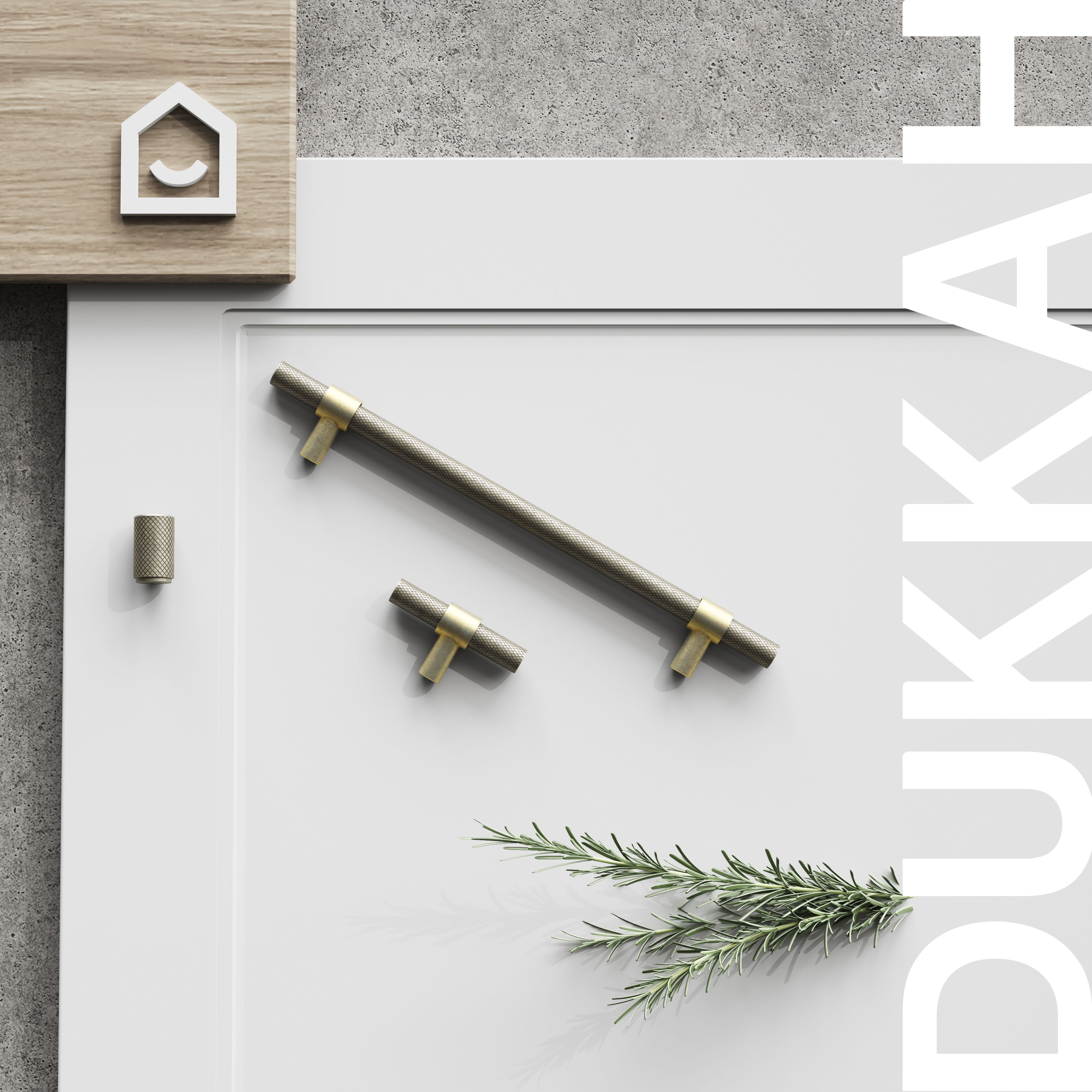 GoodHome Dukkah Antique brass effect Kitchen cabinets Bar Pull Handle, (L)257mm x (D)35mm, Pack of 2