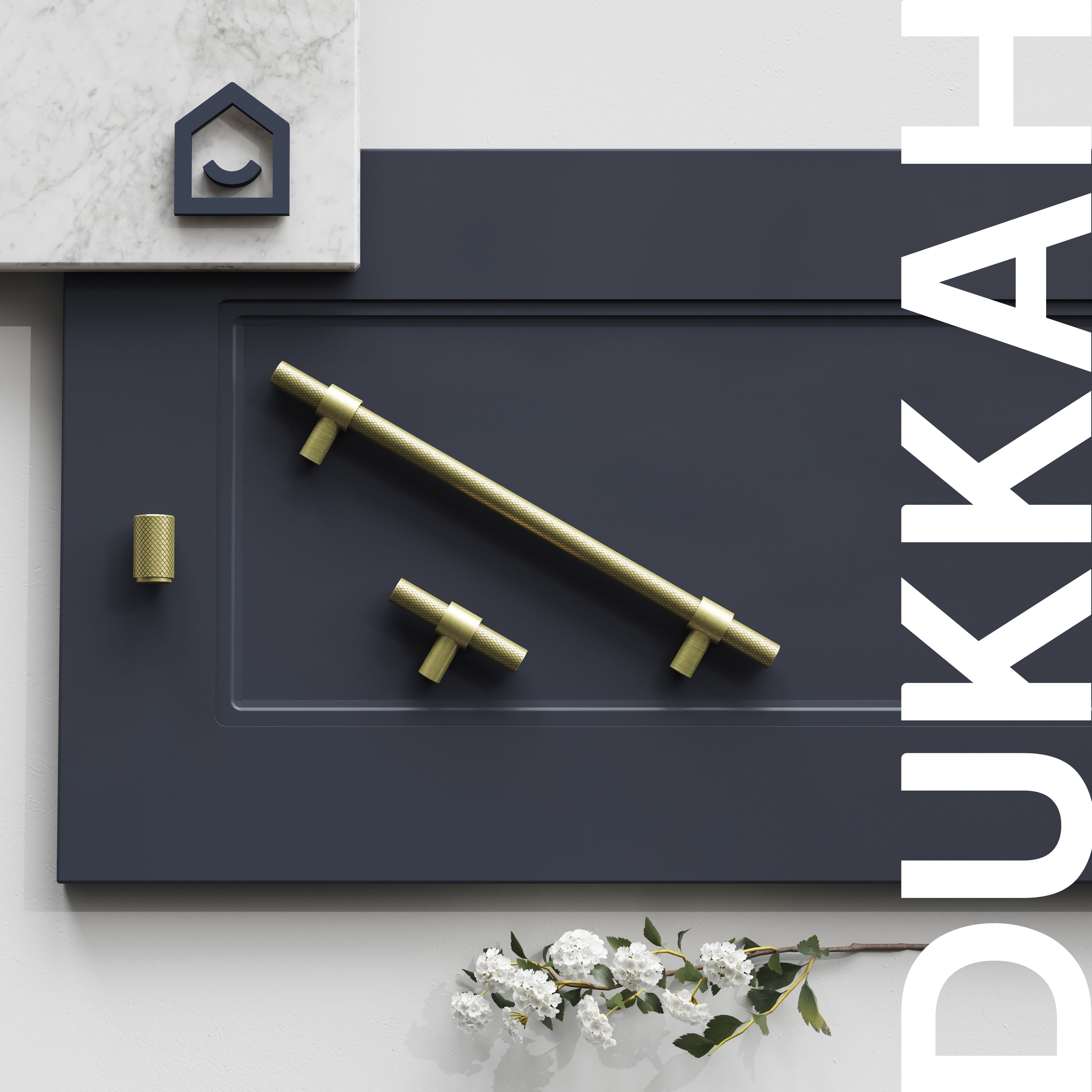 GoodHome Dukkah Brass effect Kitchen Cabinet Bar Pull Handle, (L)257mm x (D)35mm, Pack of 2