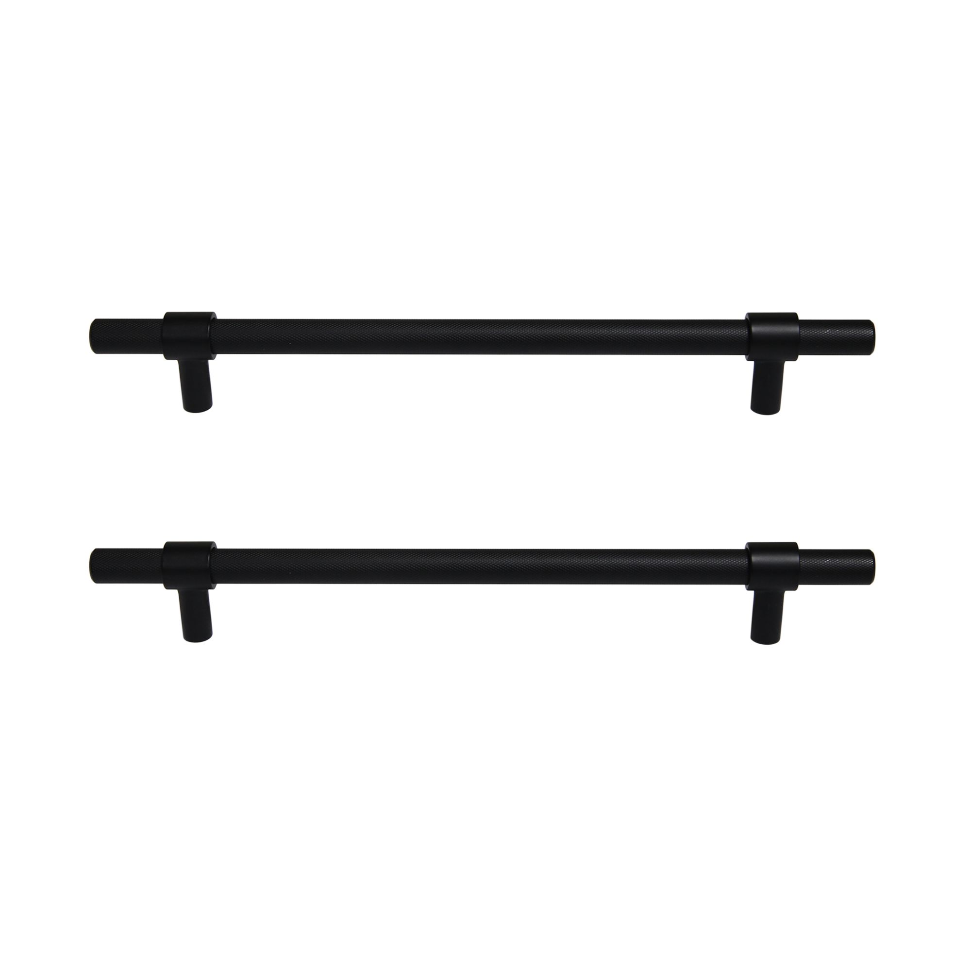 GoodHome Dukkah Matt Black Kitchen cabinets Bar Pull Handle (L)25.7cm (D)35mm, Pack of 2