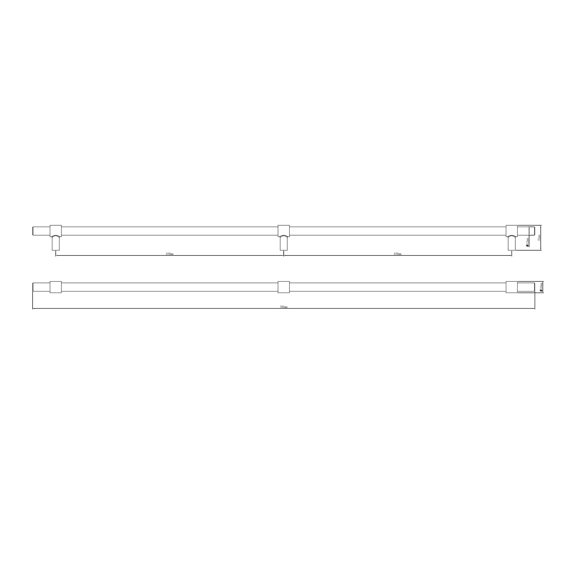 GoodHome Dukkah Matt Black Kitchen cabinets Bar Pull Handle (L)70.5cm (D)35mm, Pack of 2