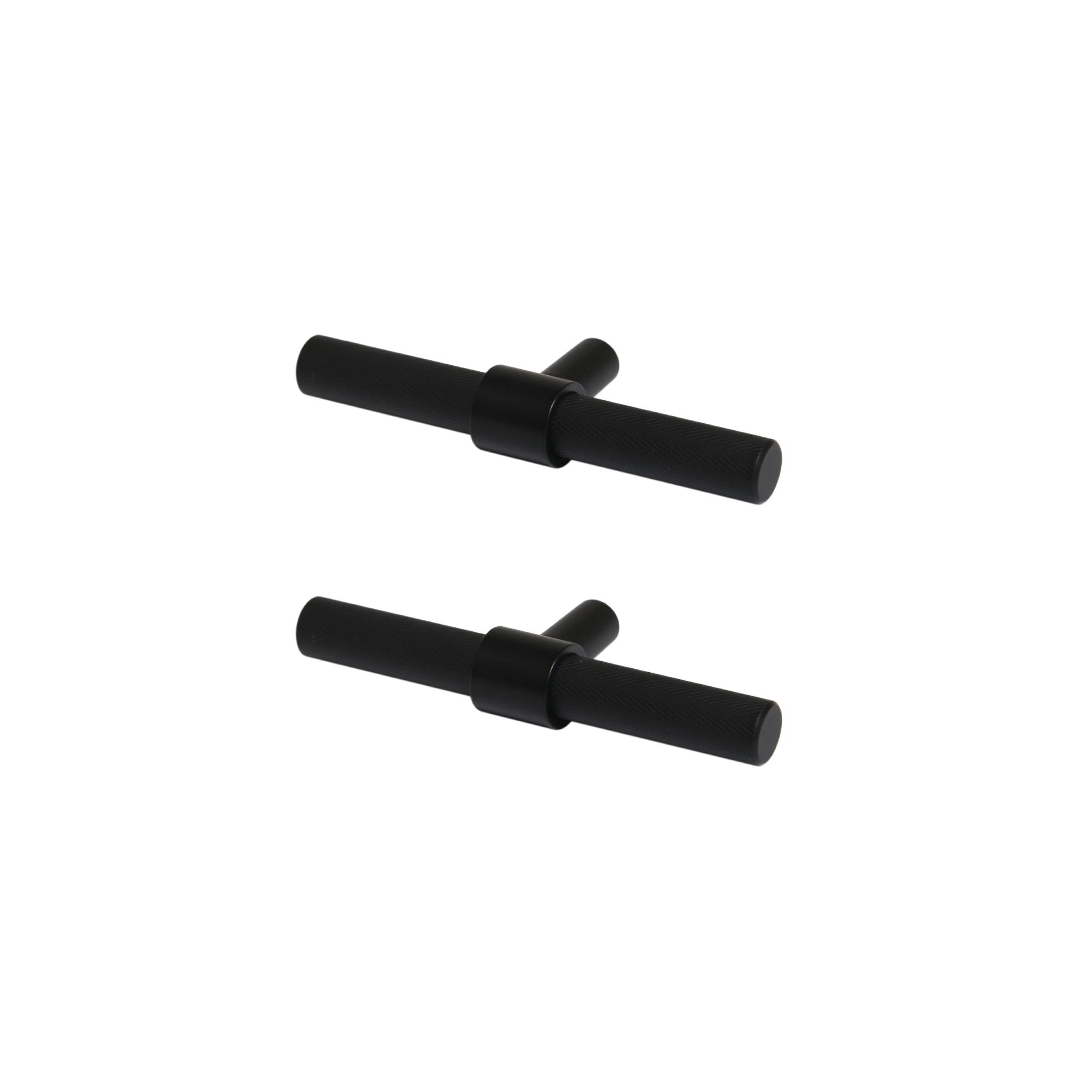 GoodHome Dukkah Matt Black Kitchen cabinets T-shaped Pull Handle (L)6.5cm (D)35mm, Pack of 2