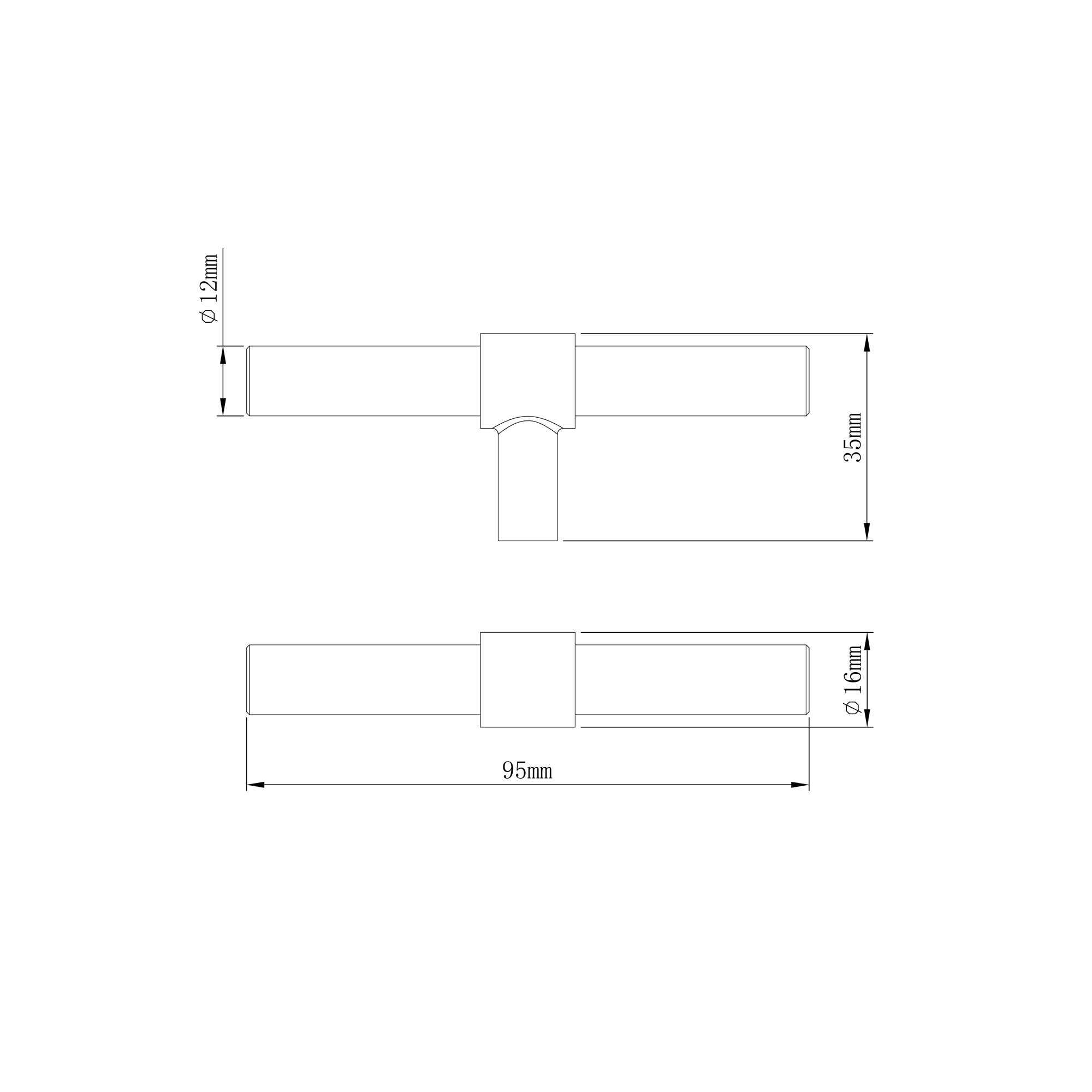 GoodHome Dukkah Matt Black Kitchen cabinets T-shaped Pull Handle (L)6.5cm (D)35mm, Pack of 2